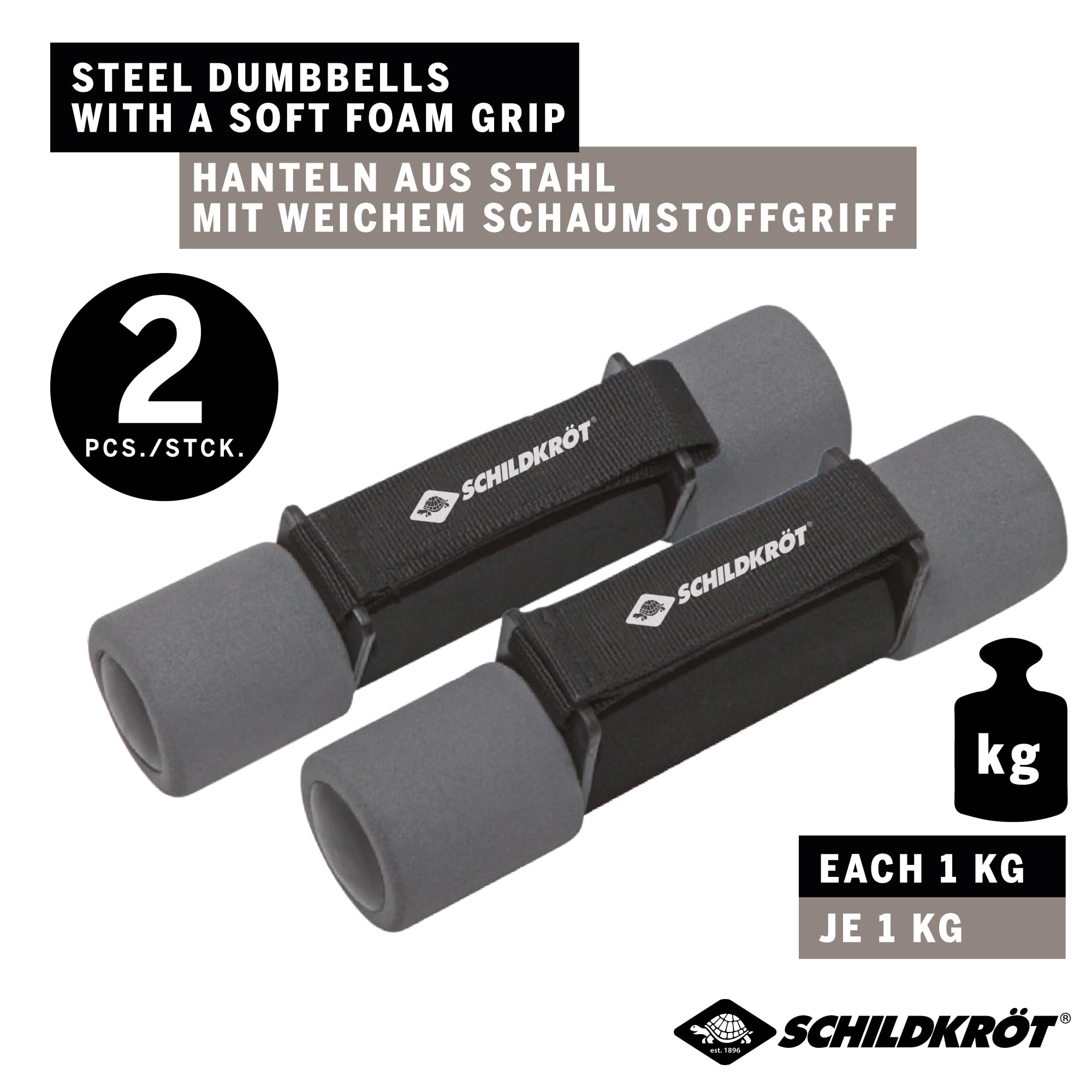 Schildkröt Outdoor Soft-Hantel Set 2x1,0 kg Stahl Anthrazit