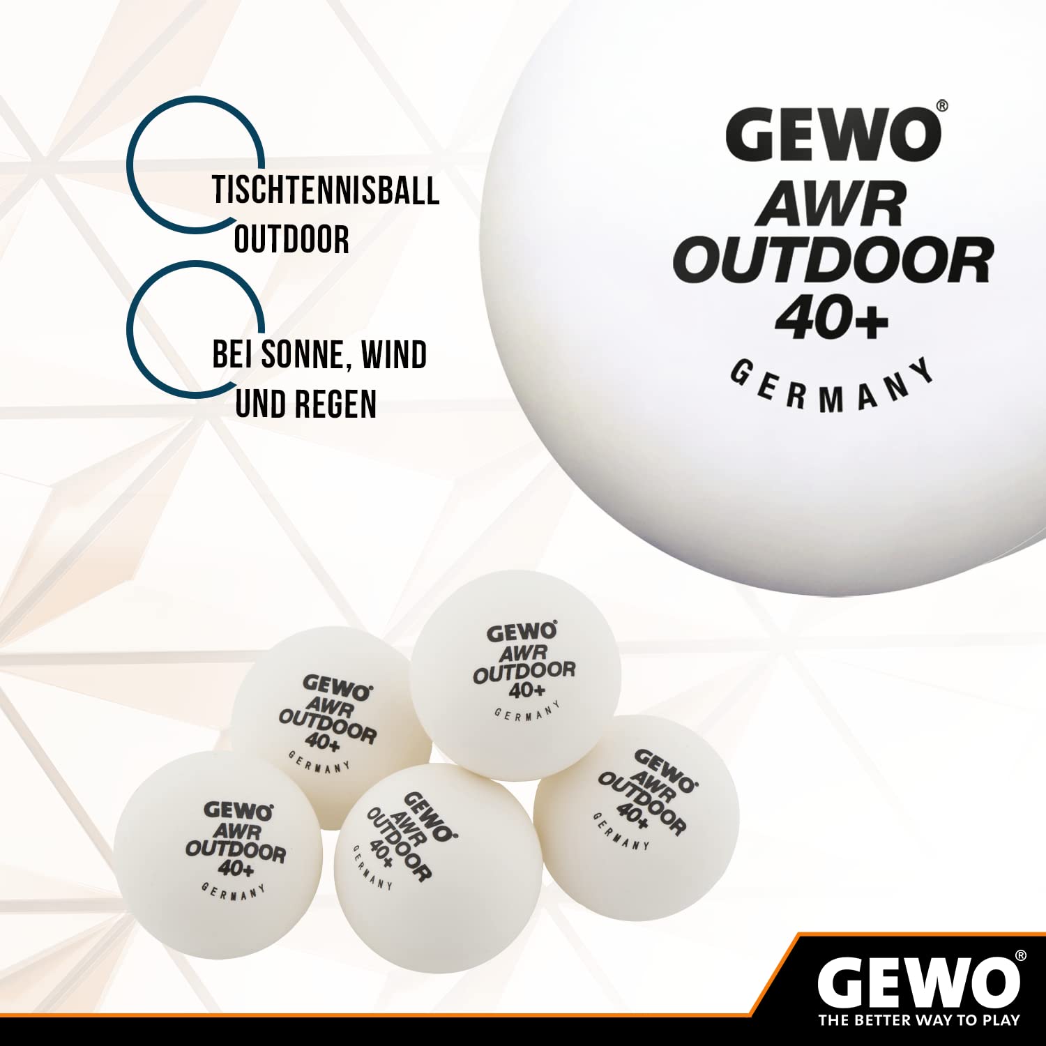 GEWO AWR Outdoor 40+ Tischtennisbälle weiß 6er wasserfest