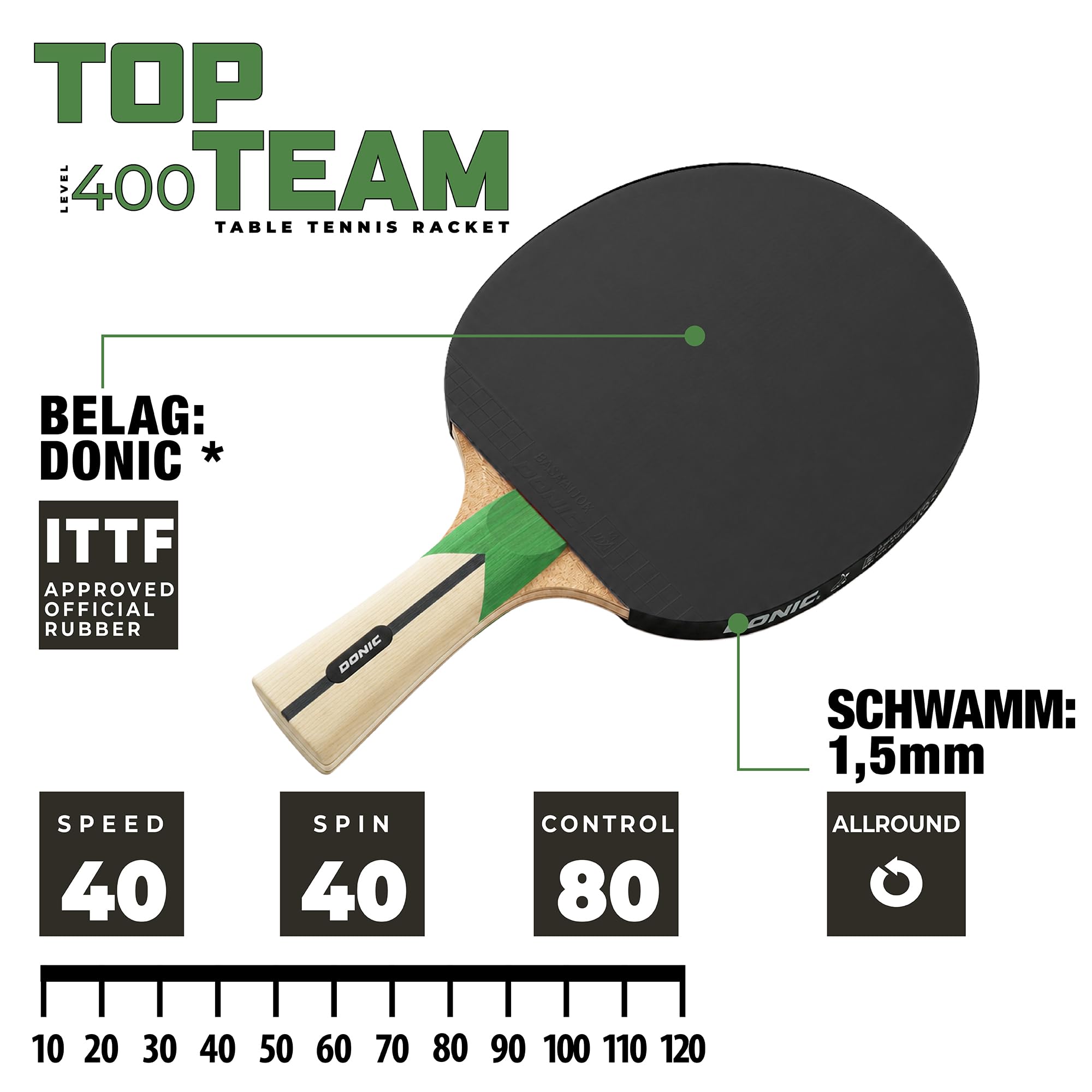 Schildkröt Top Team 400 Tischtennis-Set 2 Schläger Bälle