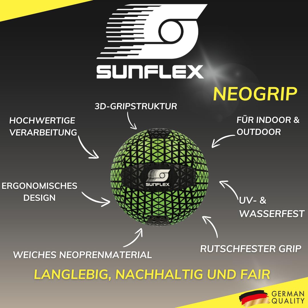 Sunflex NeoGrip Funball Neongrün Größe 2 wasserfest mit Grip