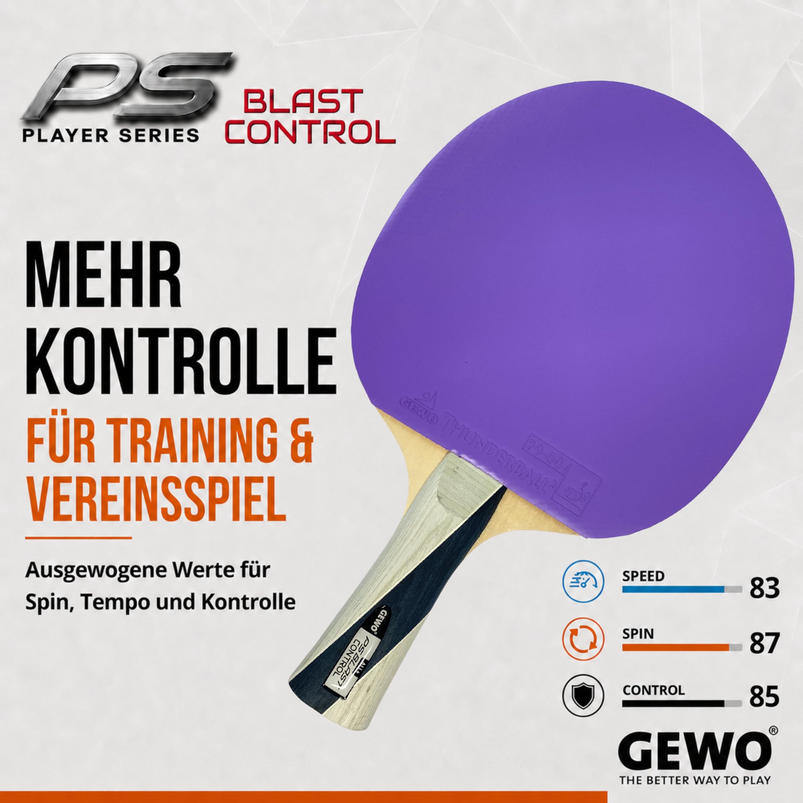 GEWO Player PS Blast Control Tischtennisschläger ITTF