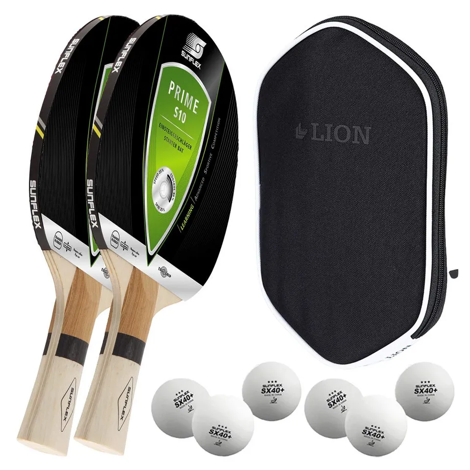 Sunflex Prime S10 2er Tischtennisschläger Set mit Hülle 6 Bälle