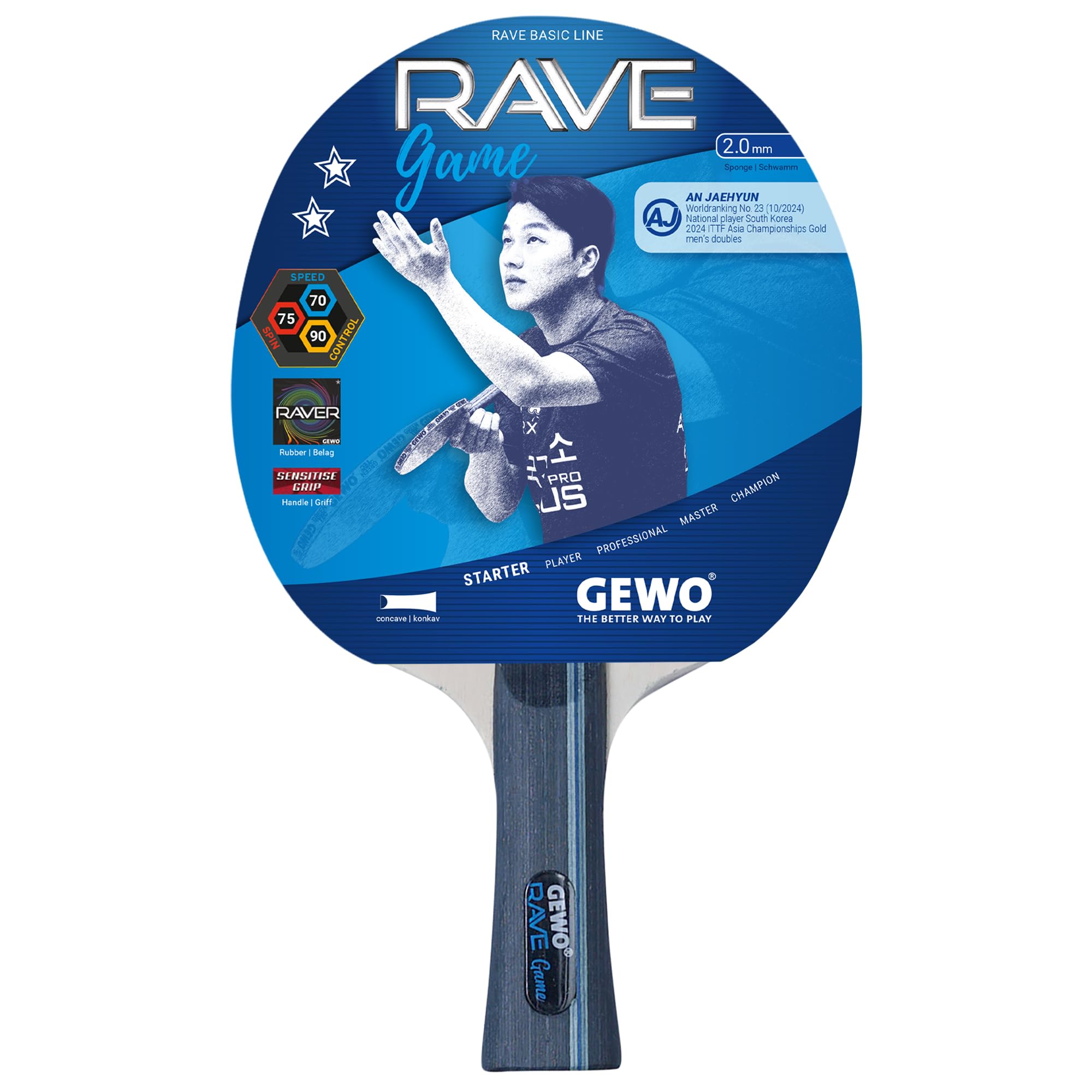 GEWO Rave Speed Tischtennisschläger konkav 2,0 mm