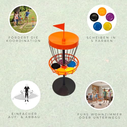 Carromco Disc Golf Set Korb 75cm mit 5 Wurfscheiben