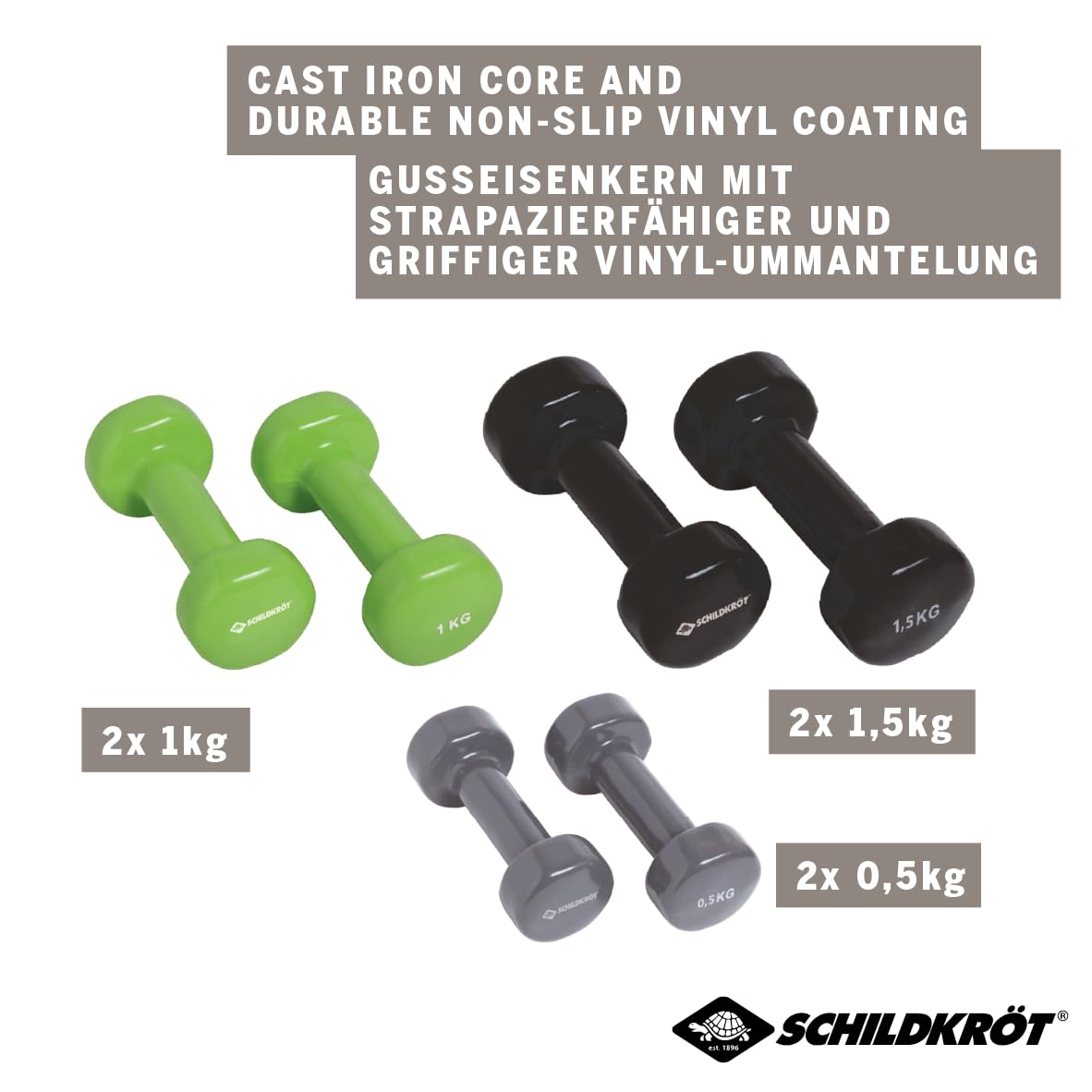 Schildkröt Outdoor Vinyl-Hantelset 6-tlg Koffer 0,5-1,5kg