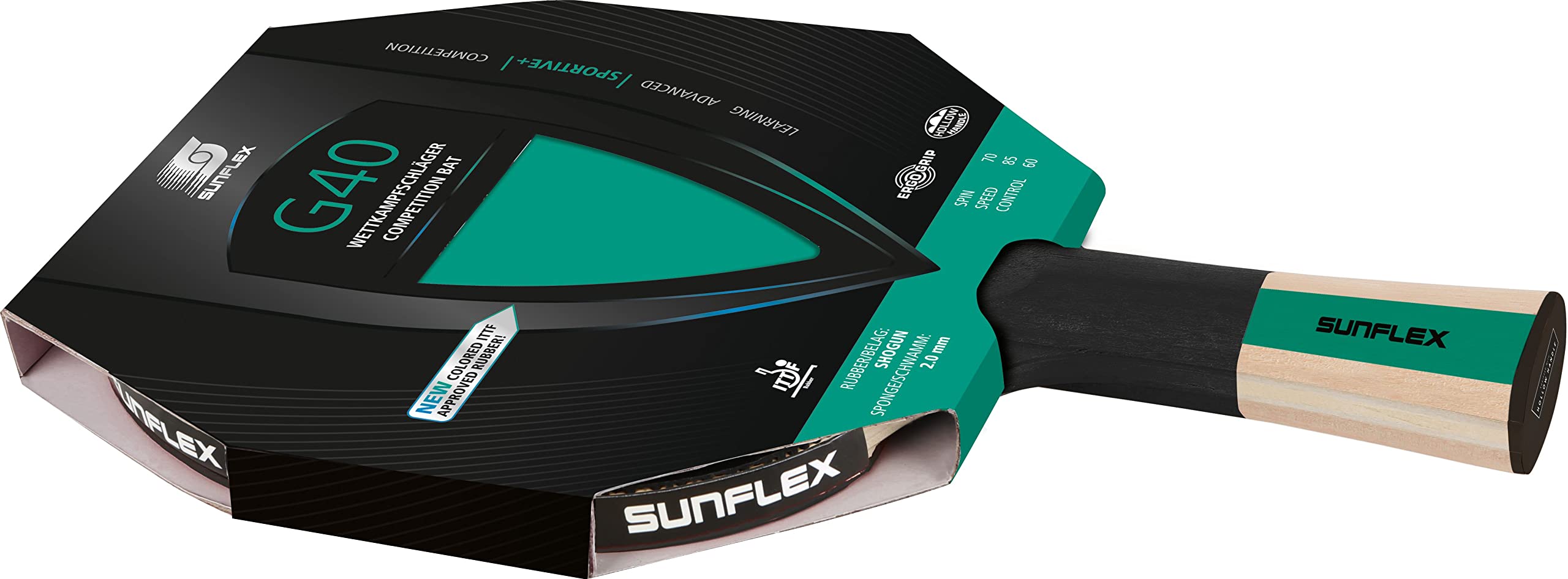 Sunflex Color Comp G40 Tischtennisschläger Grün Set Hülle Bälle