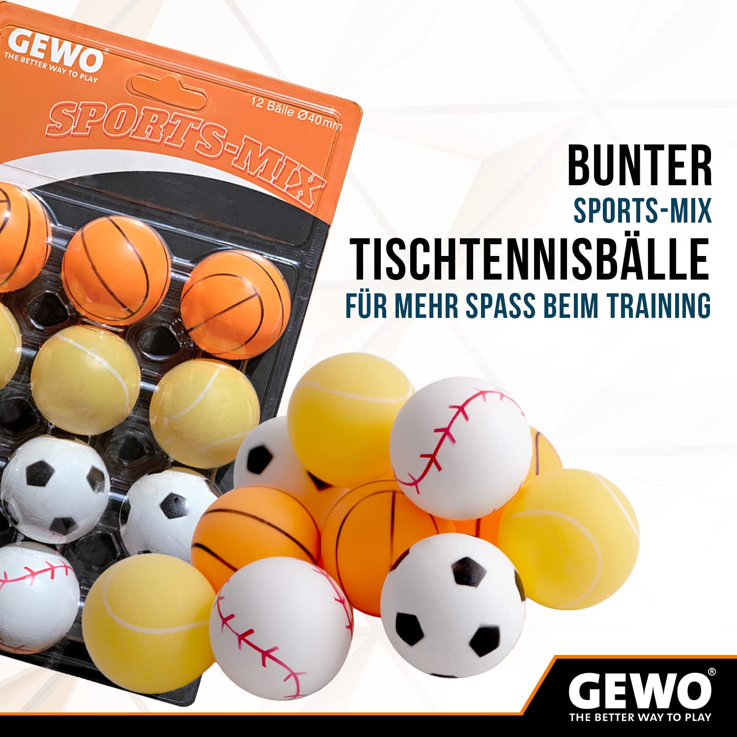 GEWO Ultra SLP Tischtennisbälle Sports-Mix 12er bunt