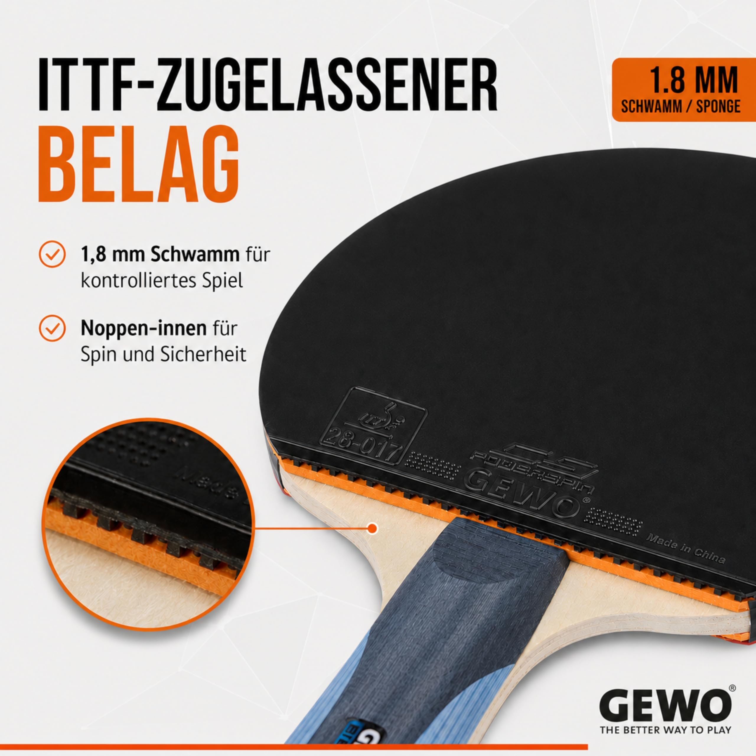 GEWO CS Energy Control Tischtennisschläger konkav 1,8mm