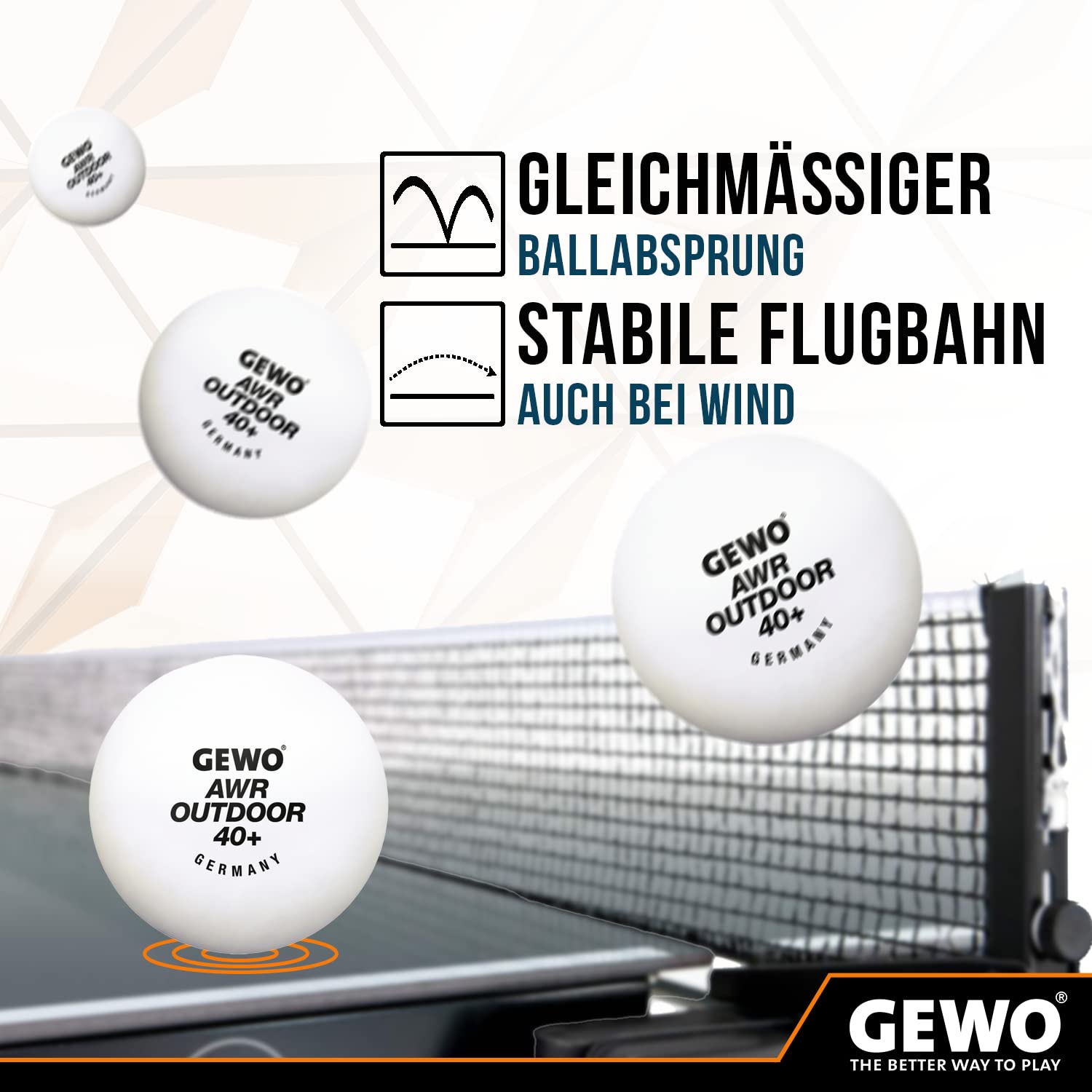 GEWO AWR Outdoor 40+ Tischtennisbälle weiß 6er wasserfest