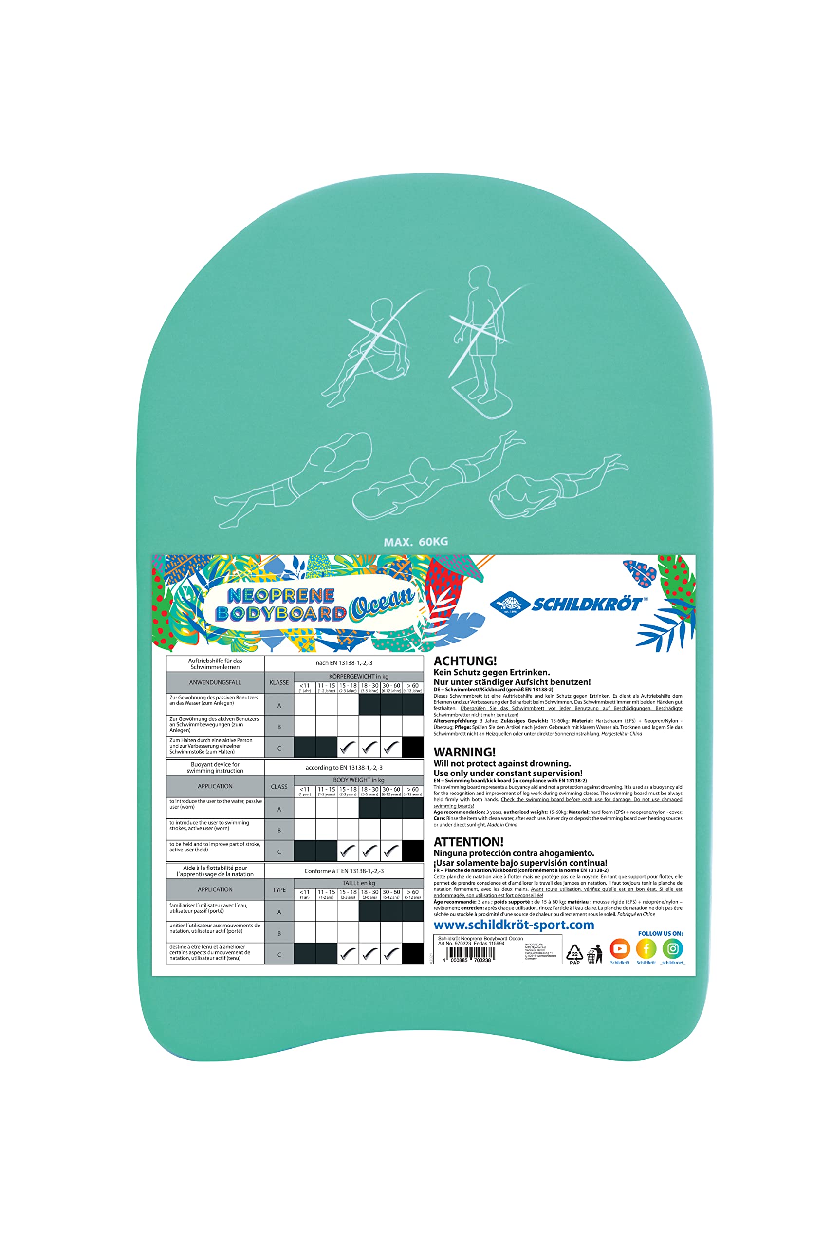 Schildkröt Outdoor Ocean Neopren Schwimmbrett 45x30 cm