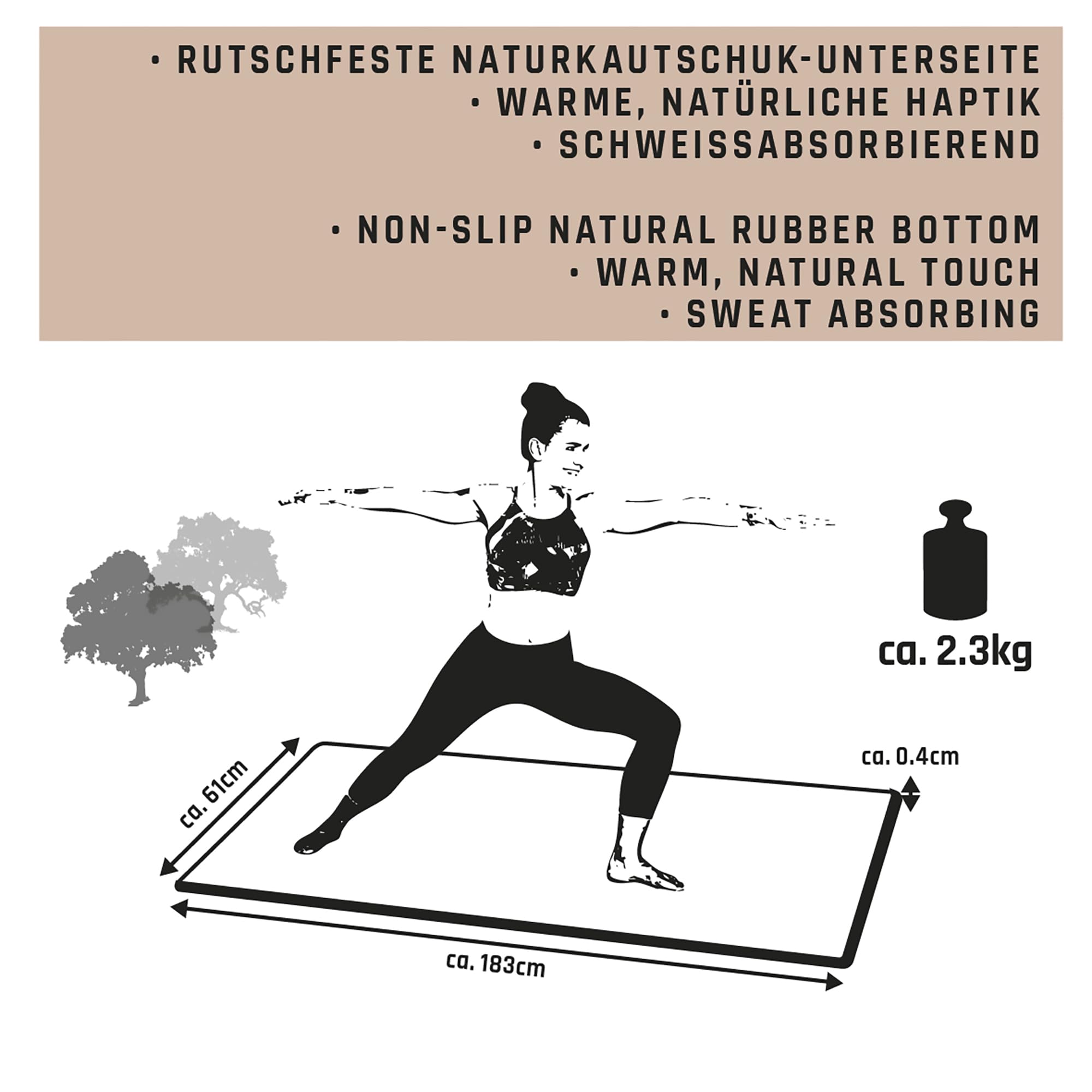 Schildkröt Outdoor Yogamatte Kork 4mm mit Gurt