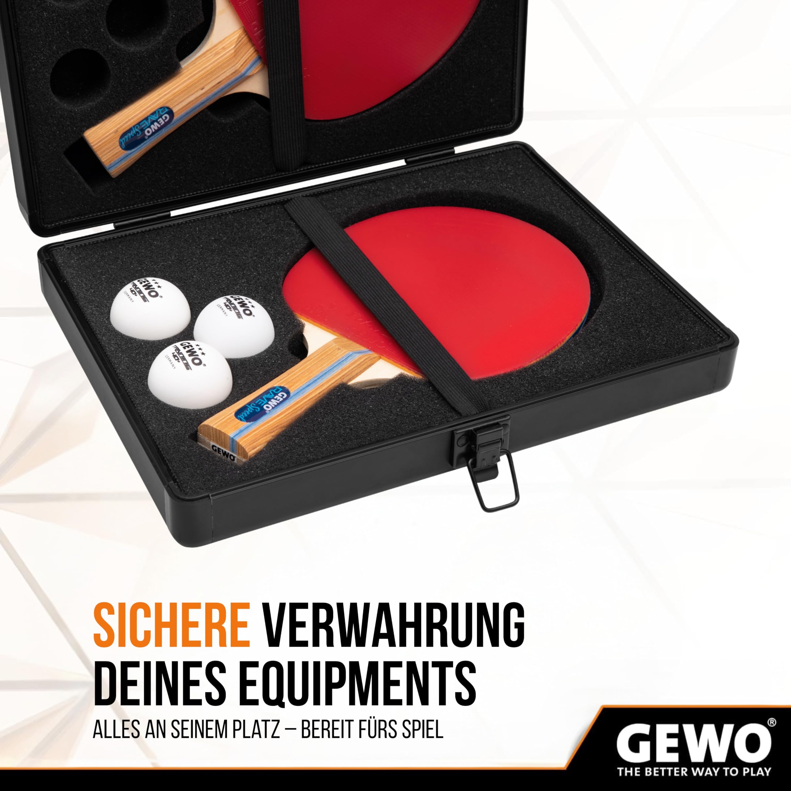 GEWO Master Alu-Safe Schlägerkoffer Alu für 2 Schläger 3 Bälle