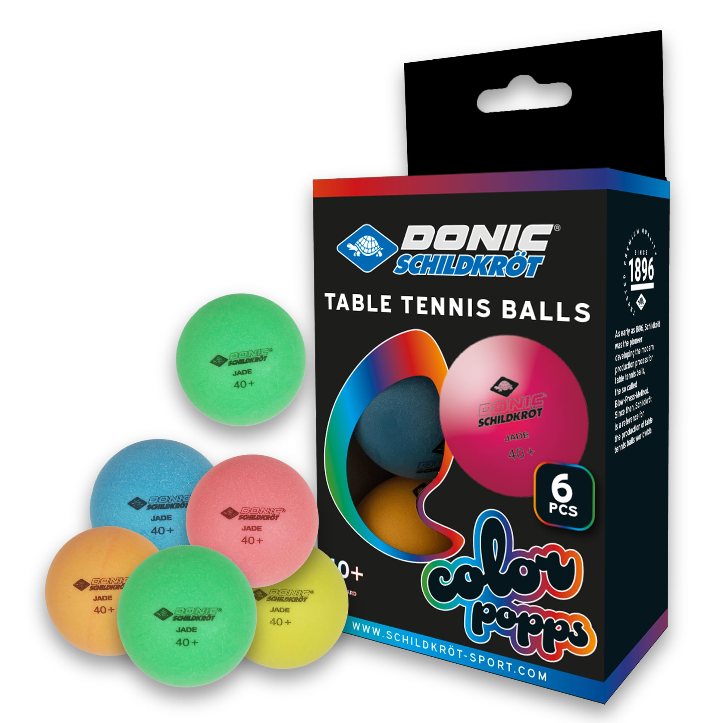 Schildkröt Colour Popps Tischtennisball 6er Bunt Poly 40+