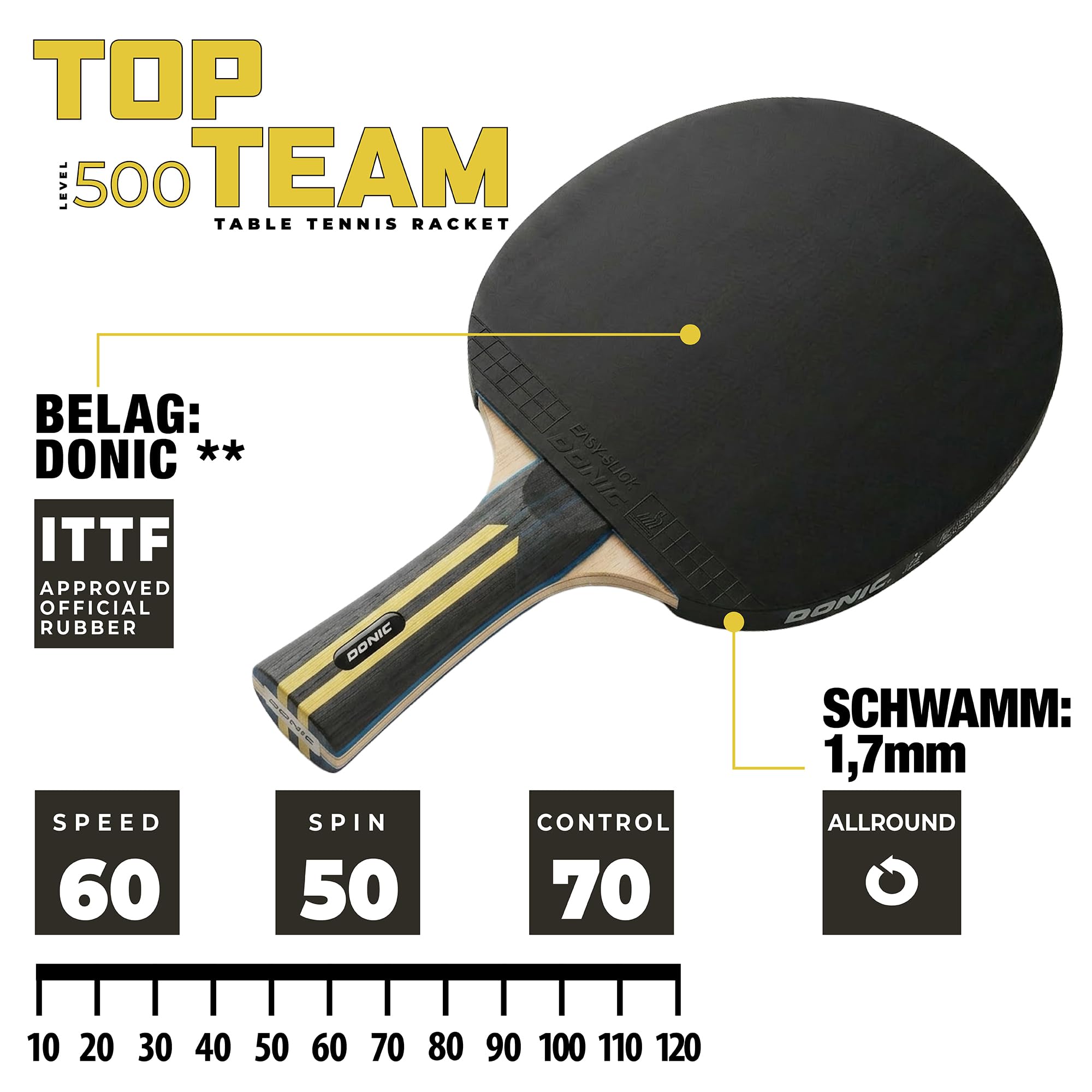 Schildkröt Top Team 500 Tischtennisschläger konkav Einheitsgröße AVS
