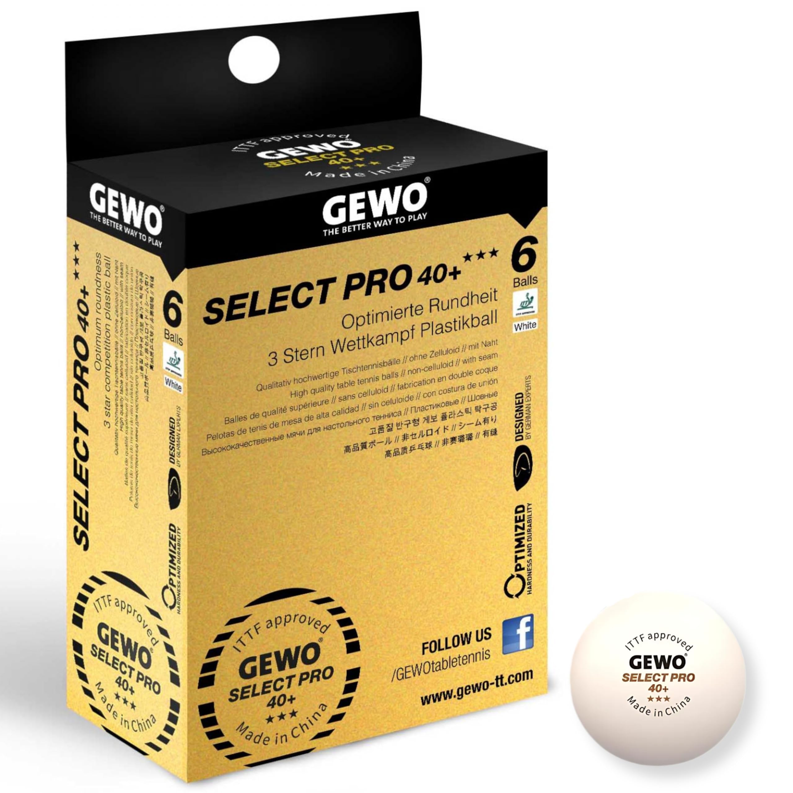 GEWO Ultra SLP Select PRO Tischtennisbälle 72 Stück weiß
