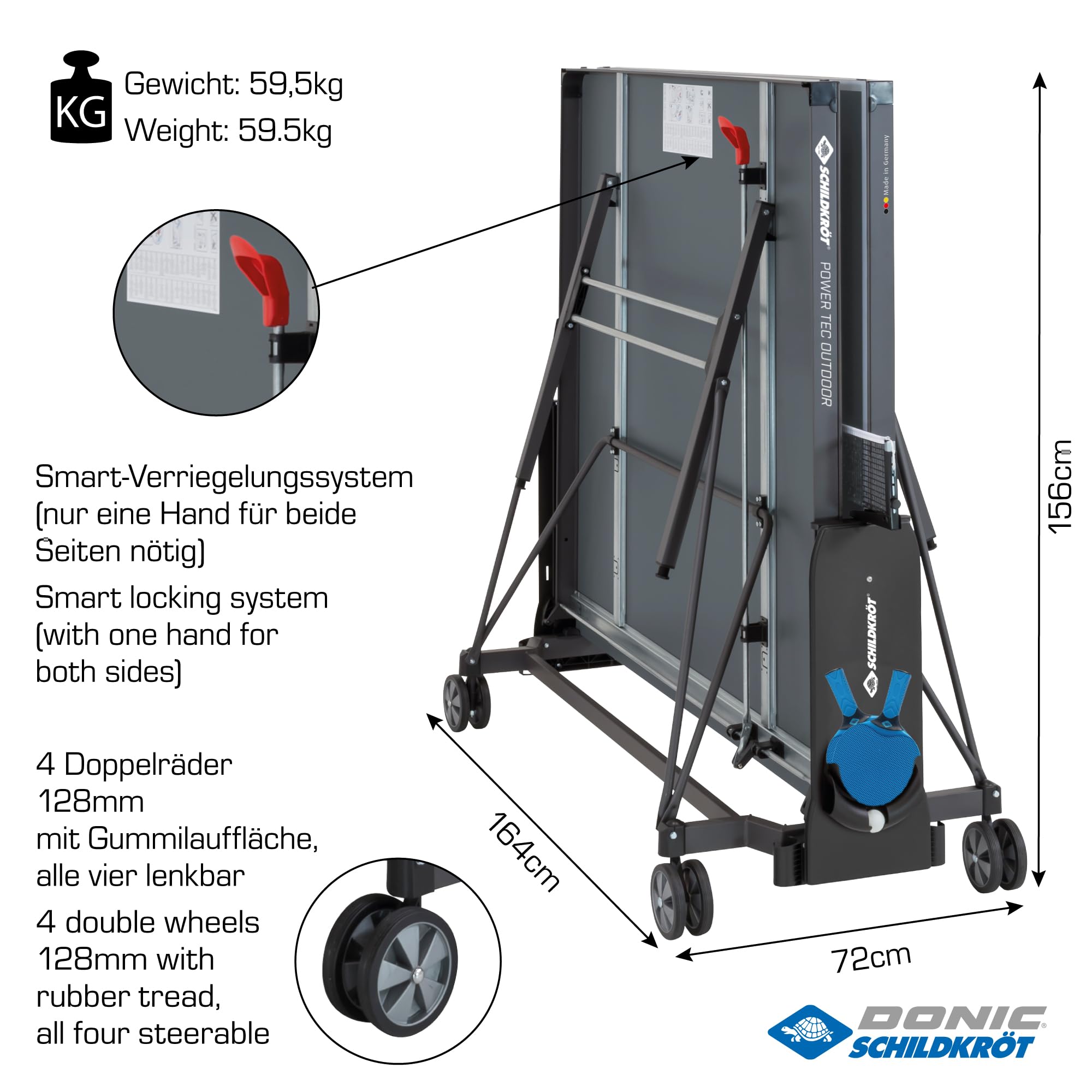 Schildkröt Powertec Outdoor Tischtennisplatte schwarz wetterfest