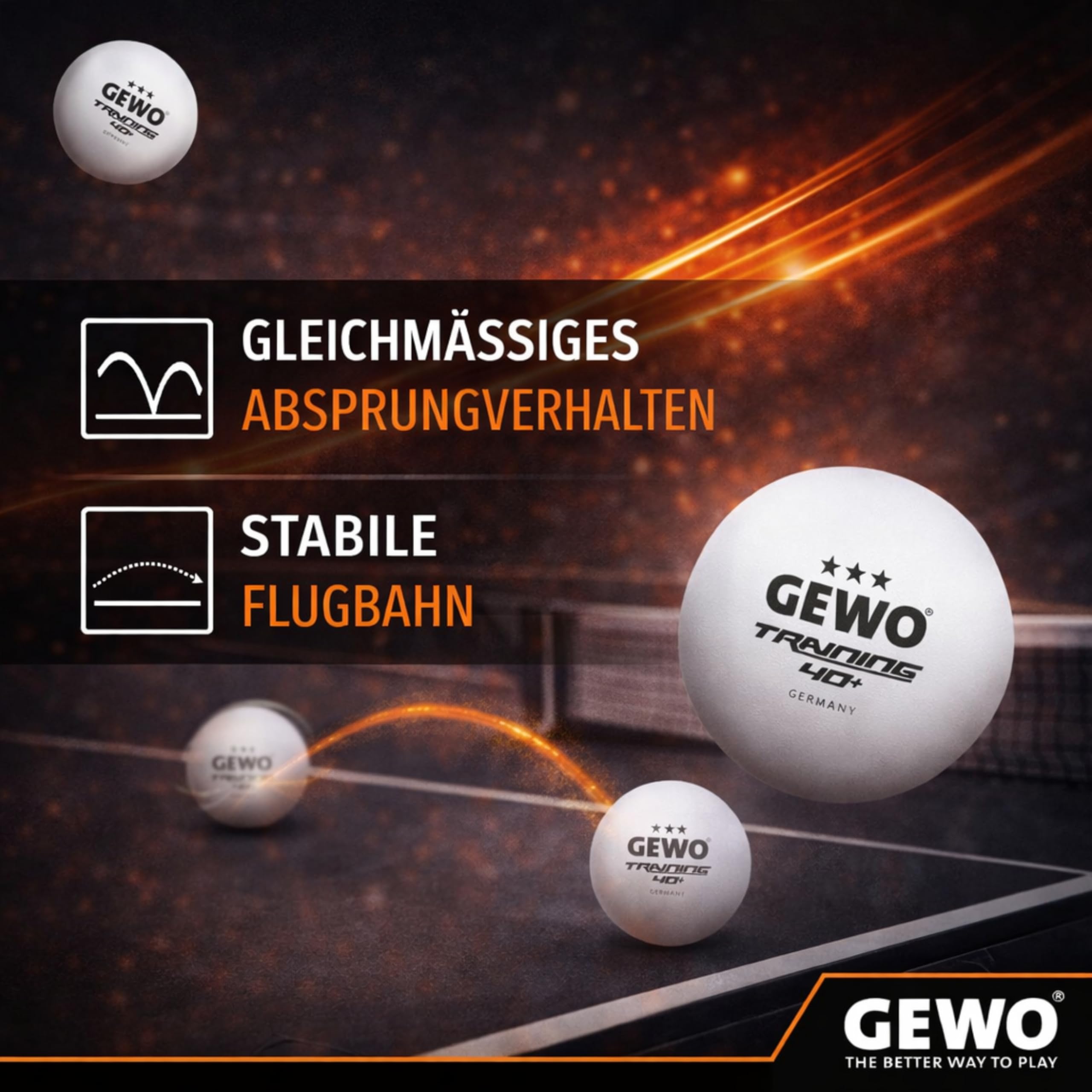 GEWO Ultra SLP Tischtennisbälle 3 Sterne 40+ 12er Weiß