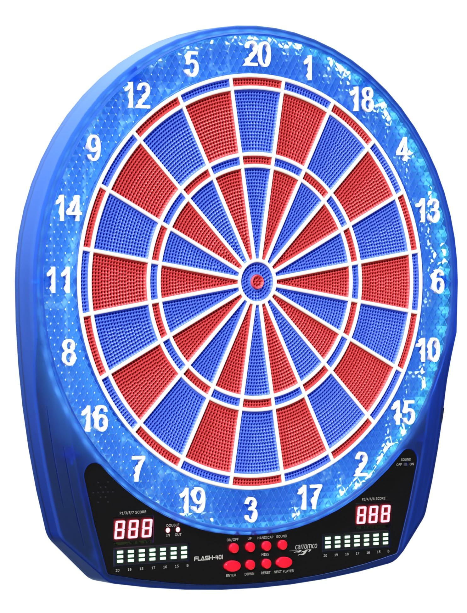 Carromco Flash-401 E-Dartboard LED 35 Spiele 1-8 Spieler