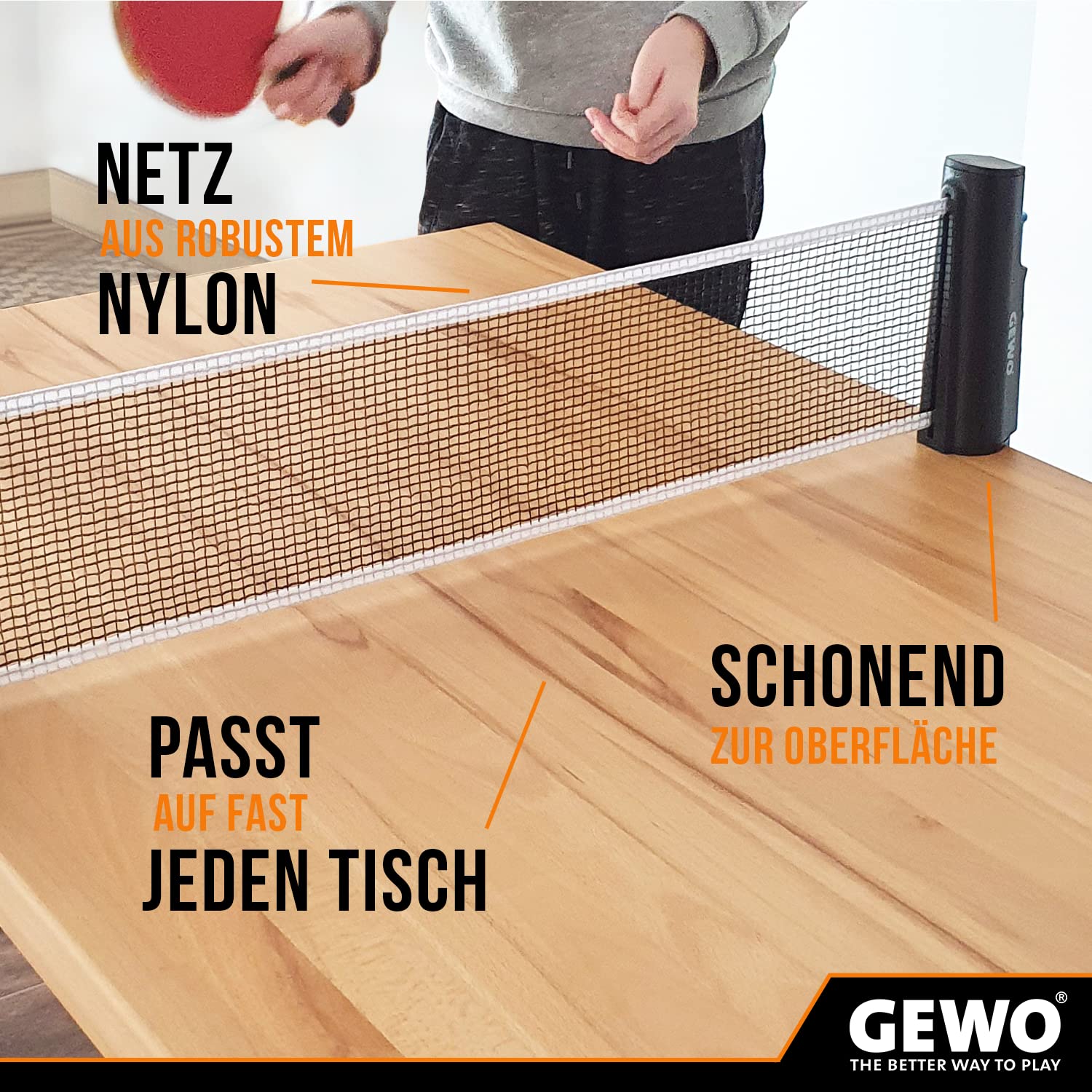 GEWO CS FleXX Tischtennisnetz 200 cm mobil schwarz