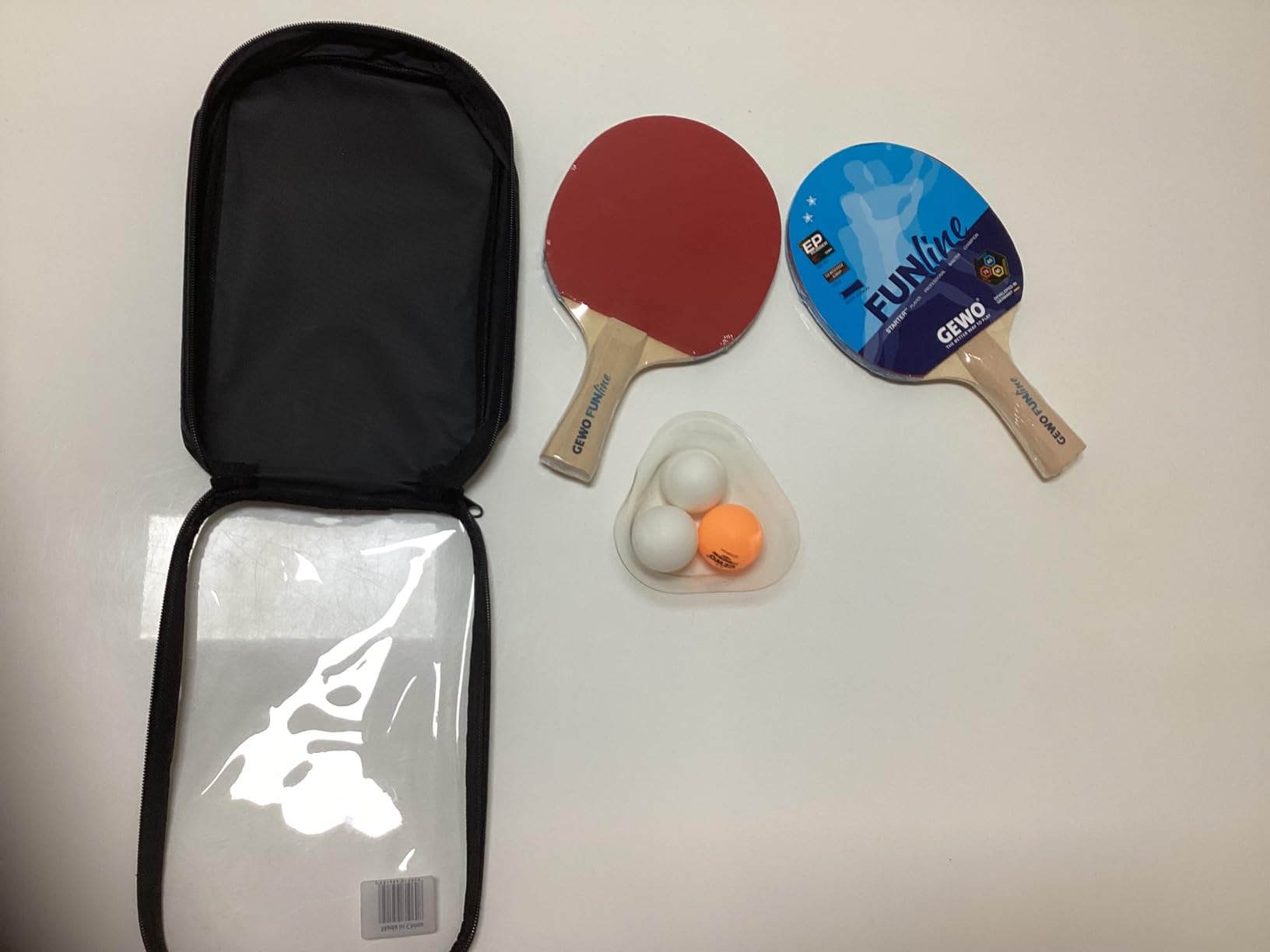 GEWO Fun Tischtennisset 2 Schläger 3 Bälle Tasche Hobby