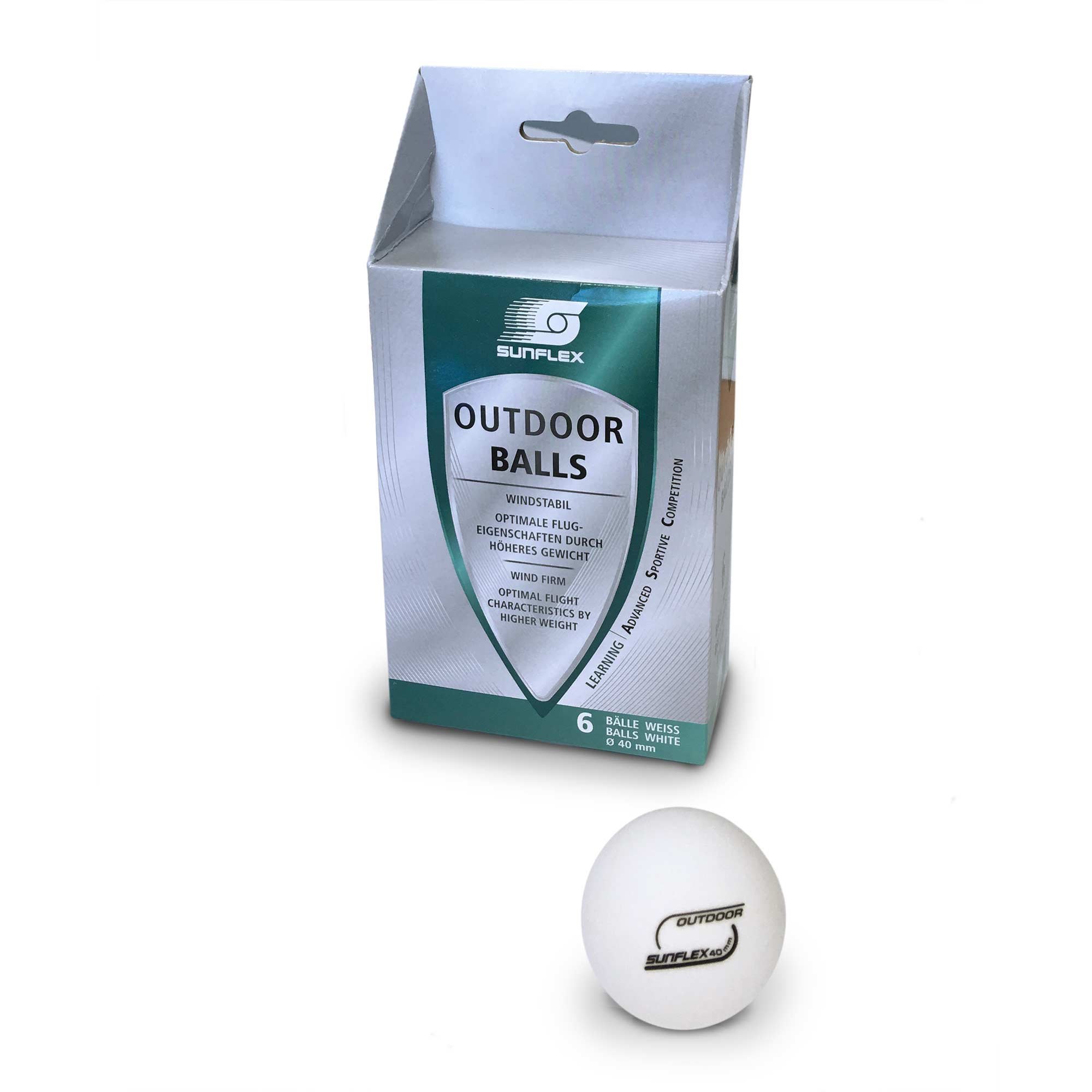 sunflex Action Pro Tischtennisbälle Outdoor weiß 6er