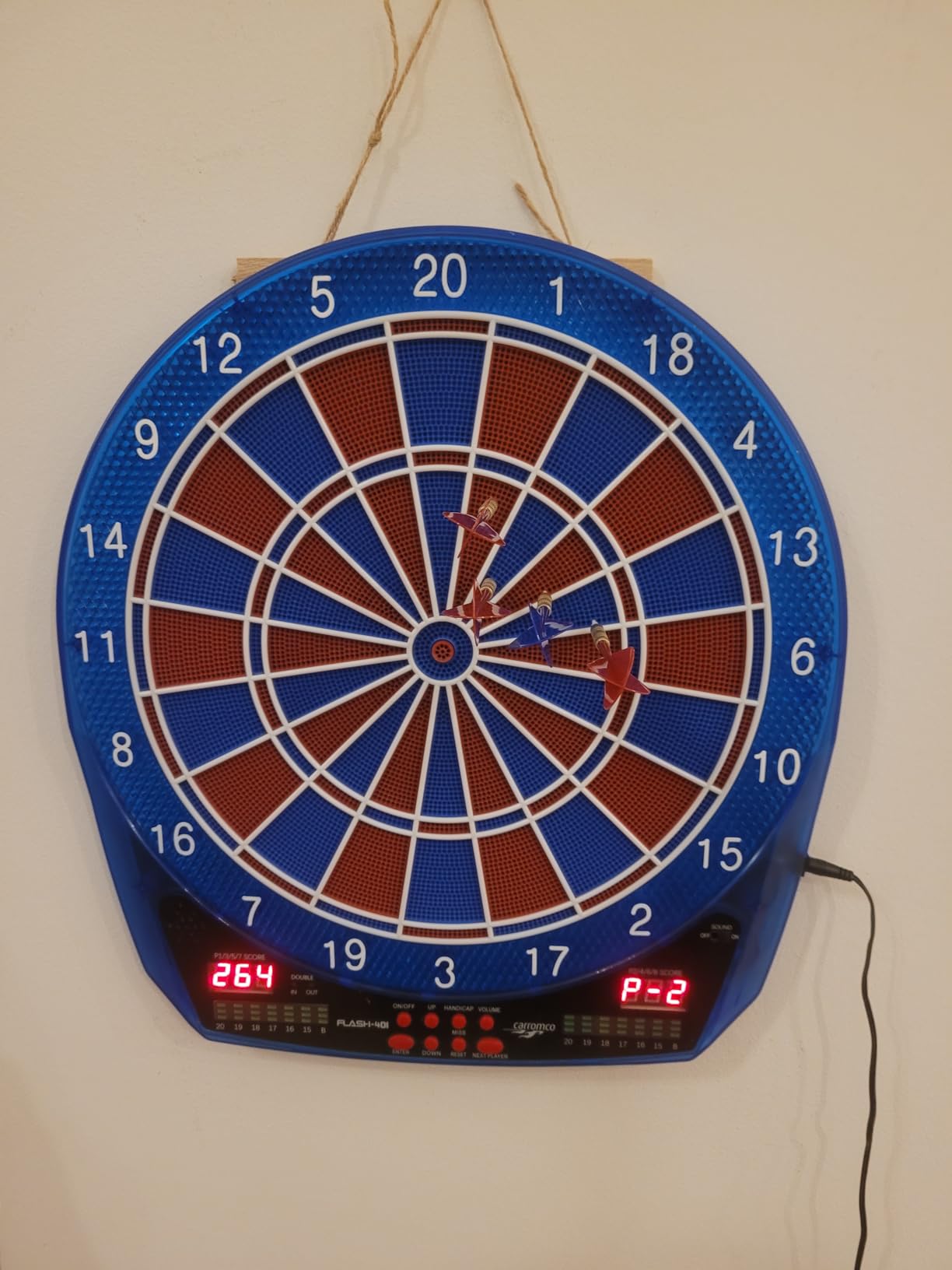 Carromco Flash-401 E-Dartboard LED 35 Spiele 1-8 Spieler