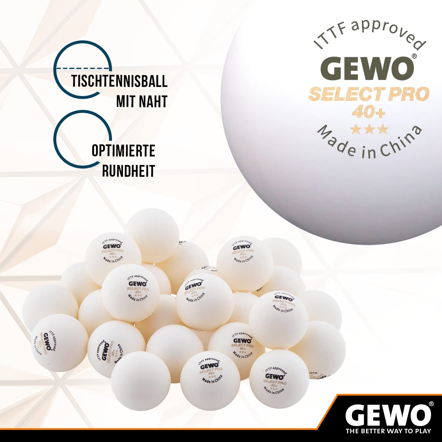 GEWO Ultra SLP Select PRO Tischtennisbälle 72 Stück weiß