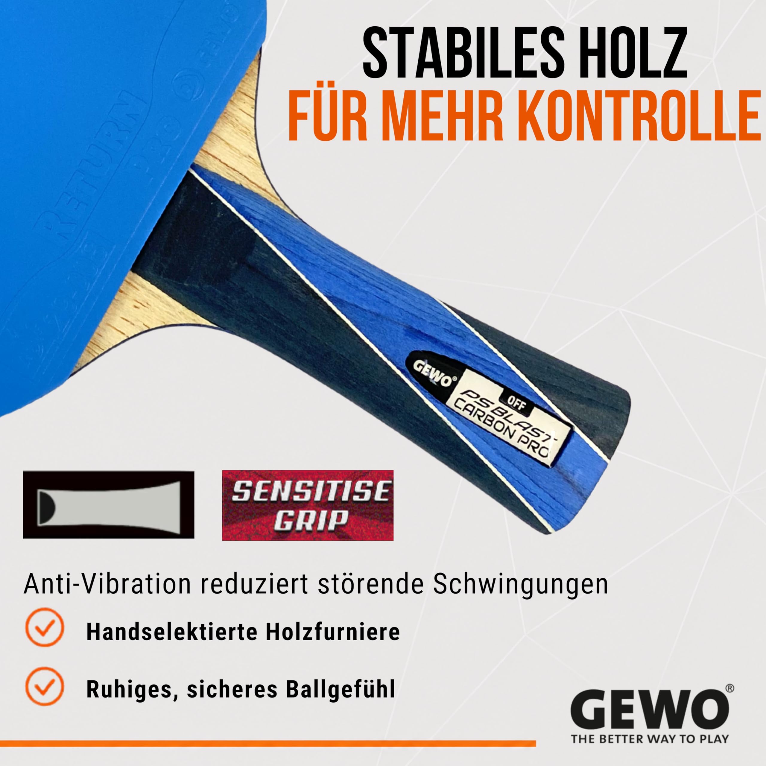 GEWO Player PS Blast Carbon Pro Tischtennisschläger Offensiv