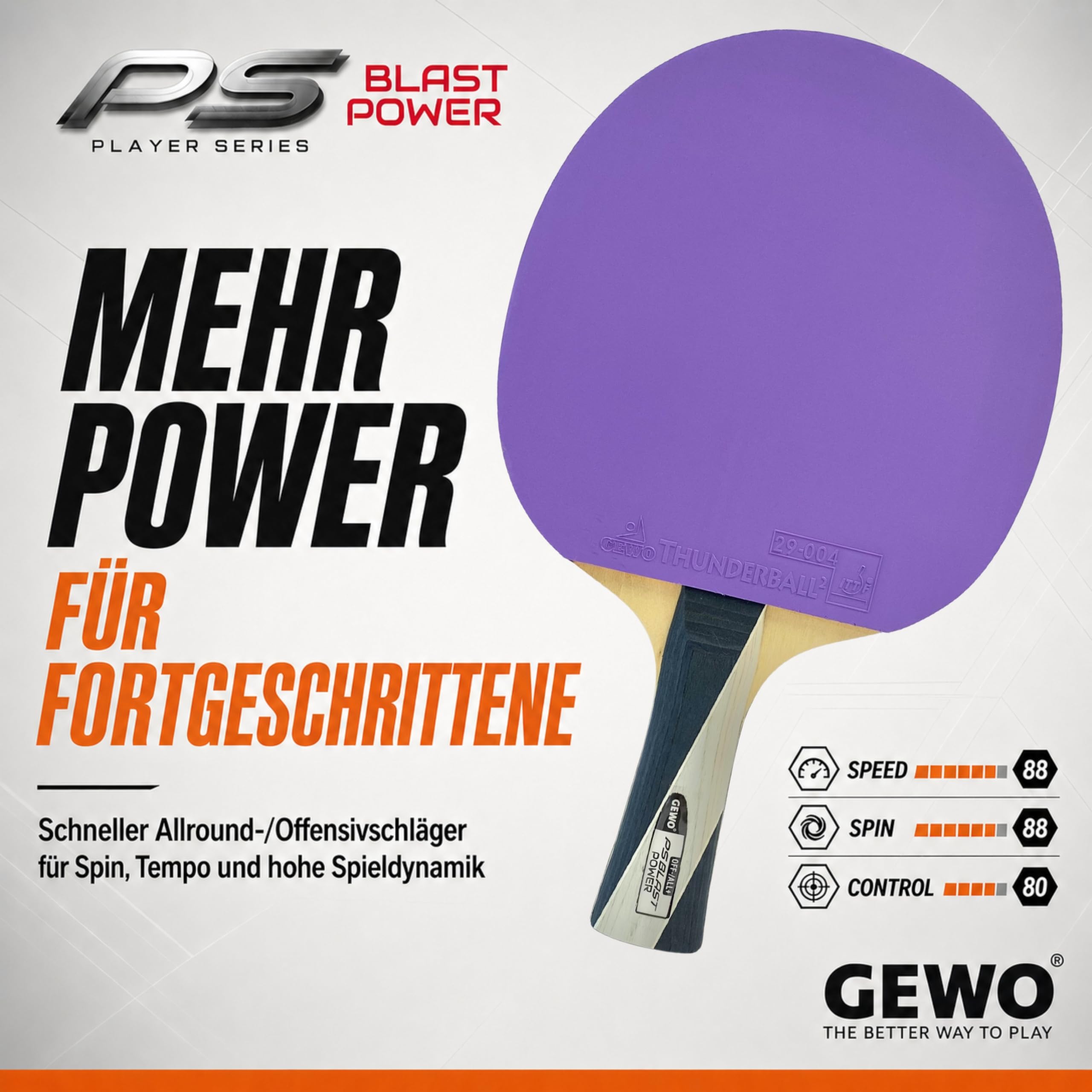GEWO Player PS Blast Power Tischtennisschläger konkav 1,8mm