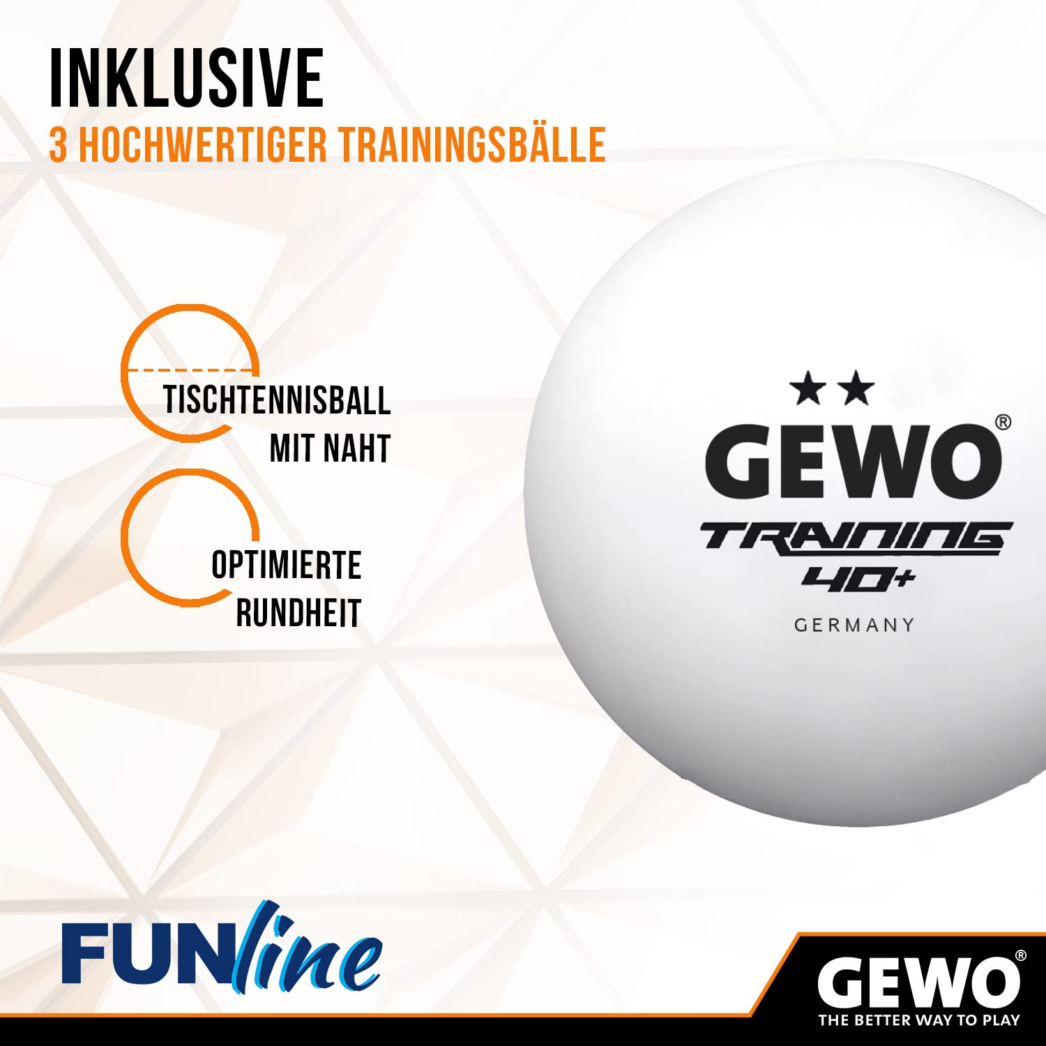 GEWO Fun Tischtennisset 2 Schläger 3 Bälle Tasche Hobby