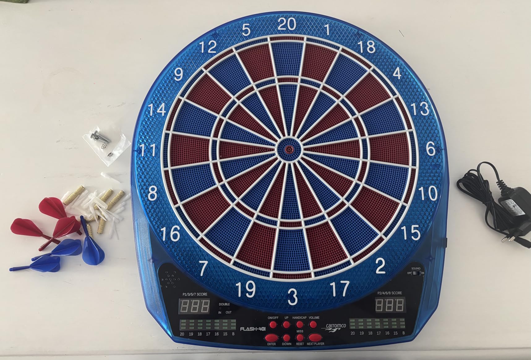 Carromco Flash-401 E-Dartboard LED 35 Spiele 1-8 Spieler