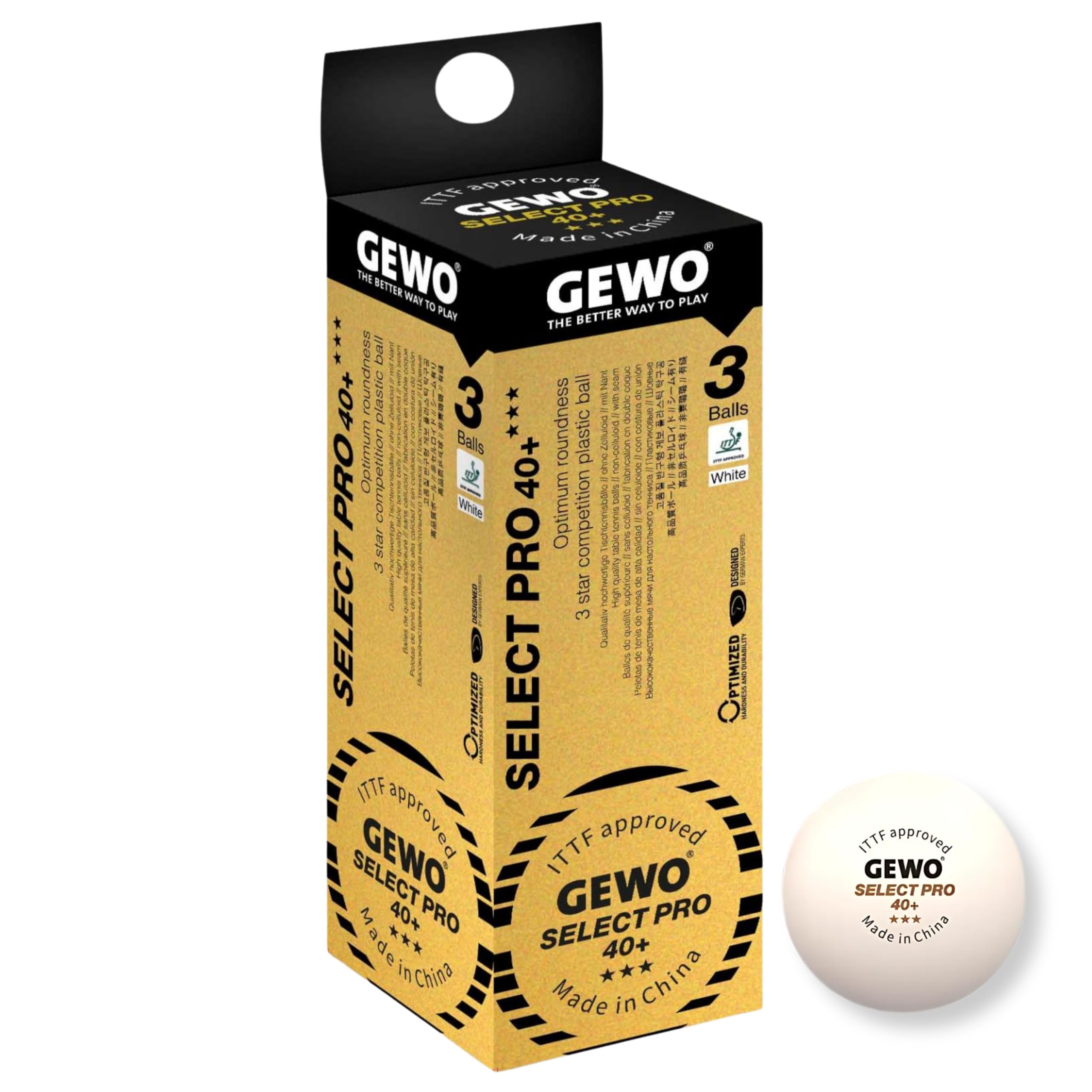 GEWO Ultra SLP Select PRO Tischtennisbälle 72 Stück weiß