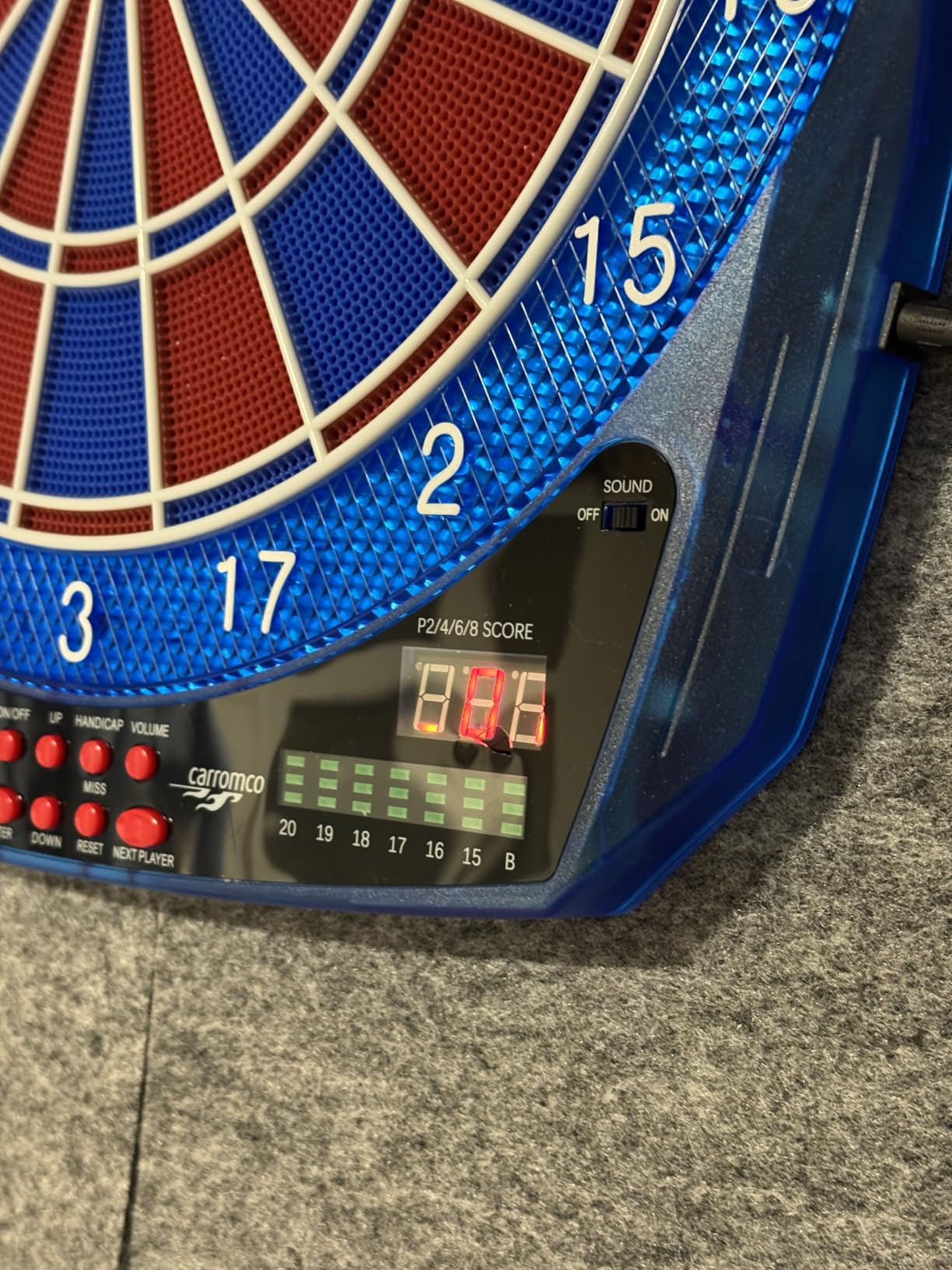 Carromco Flash-401 E-Dartboard LED 35 Spiele 1-8 Spieler