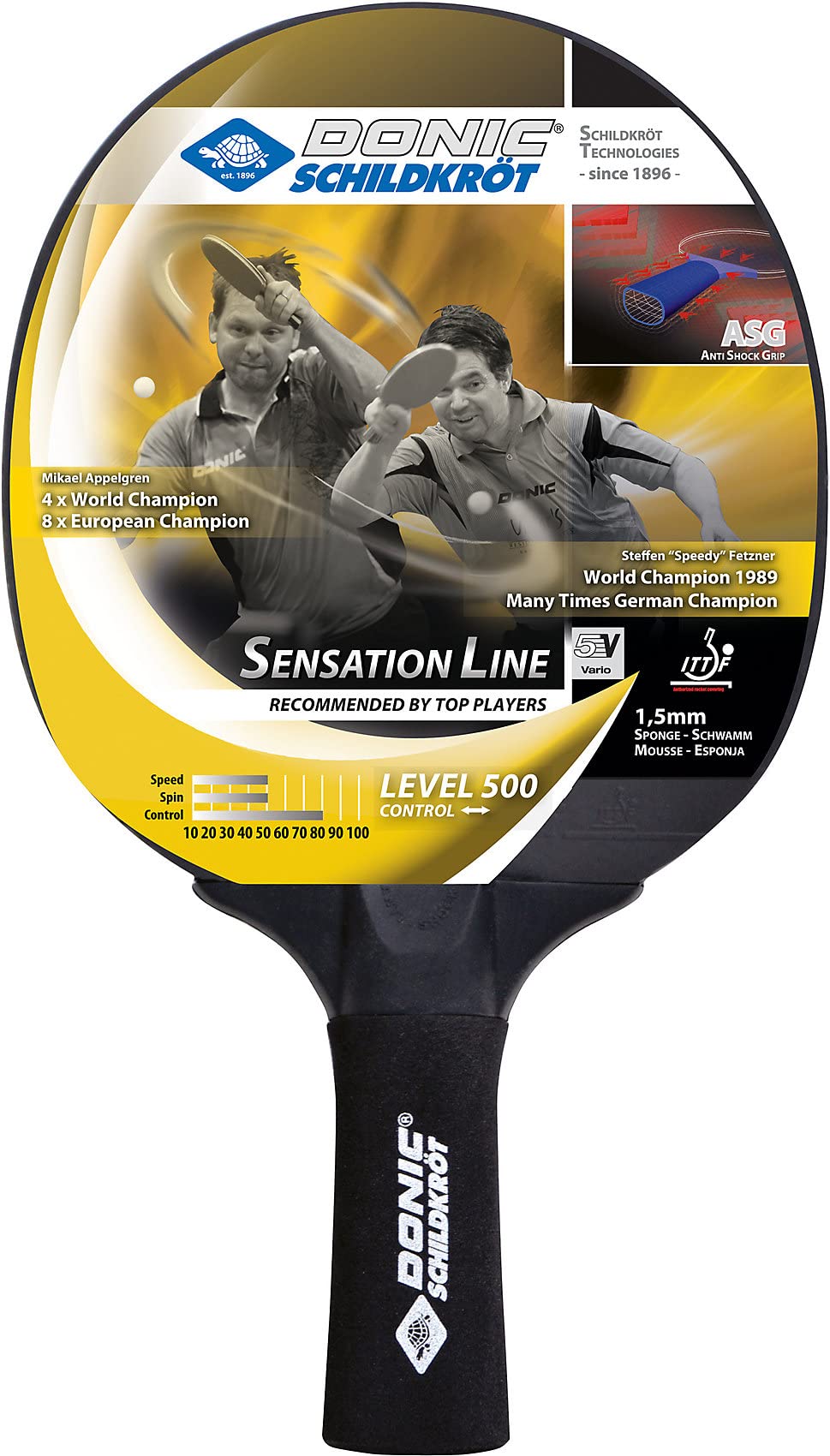 Schildkröt Sensation 500 Tischtennisschläger ASG 1,5mm Control