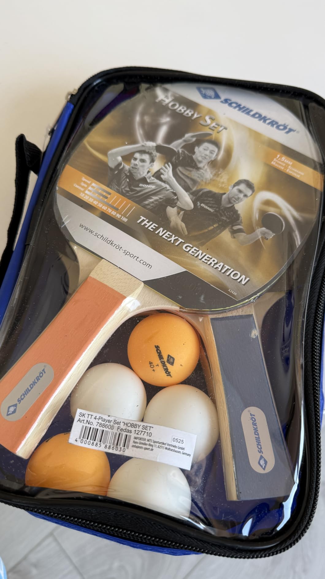 Schildkröt Hobby Tischtennis-Set 4 Spieler 4 Schläger 5 Bälle