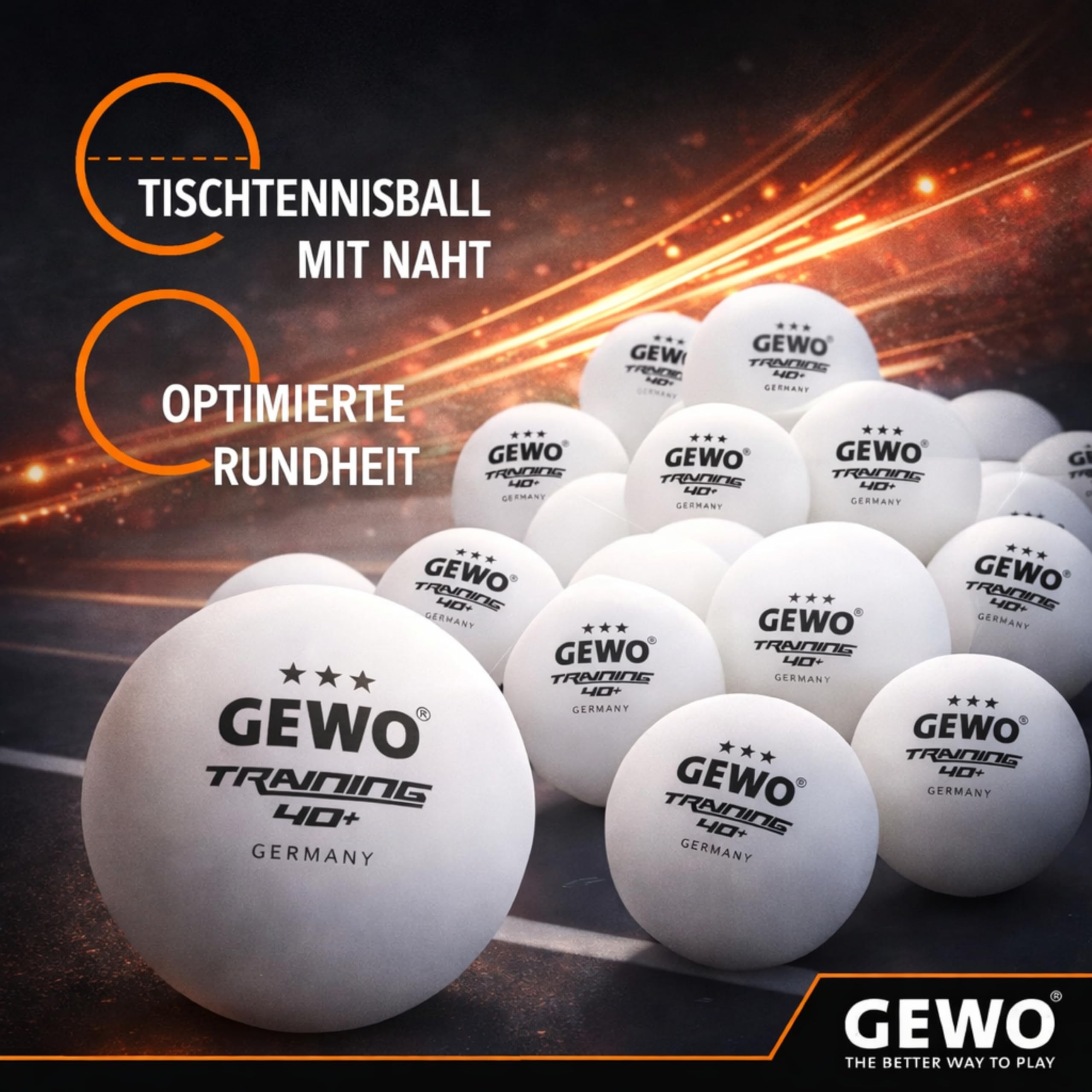 GEWO Ultra SLP Tischtennisbälle 3 Sterne 40+ 12er Weiß