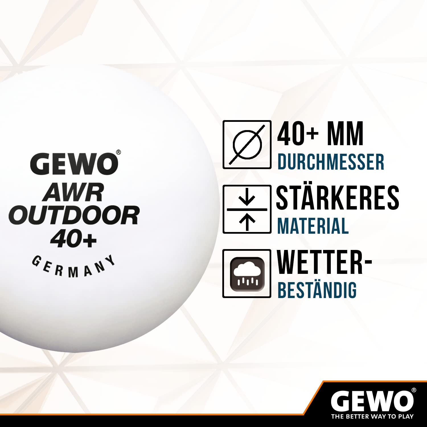 GEWO AWR Outdoor 40+ Tischtennisbälle weiß 6er wasserfest
