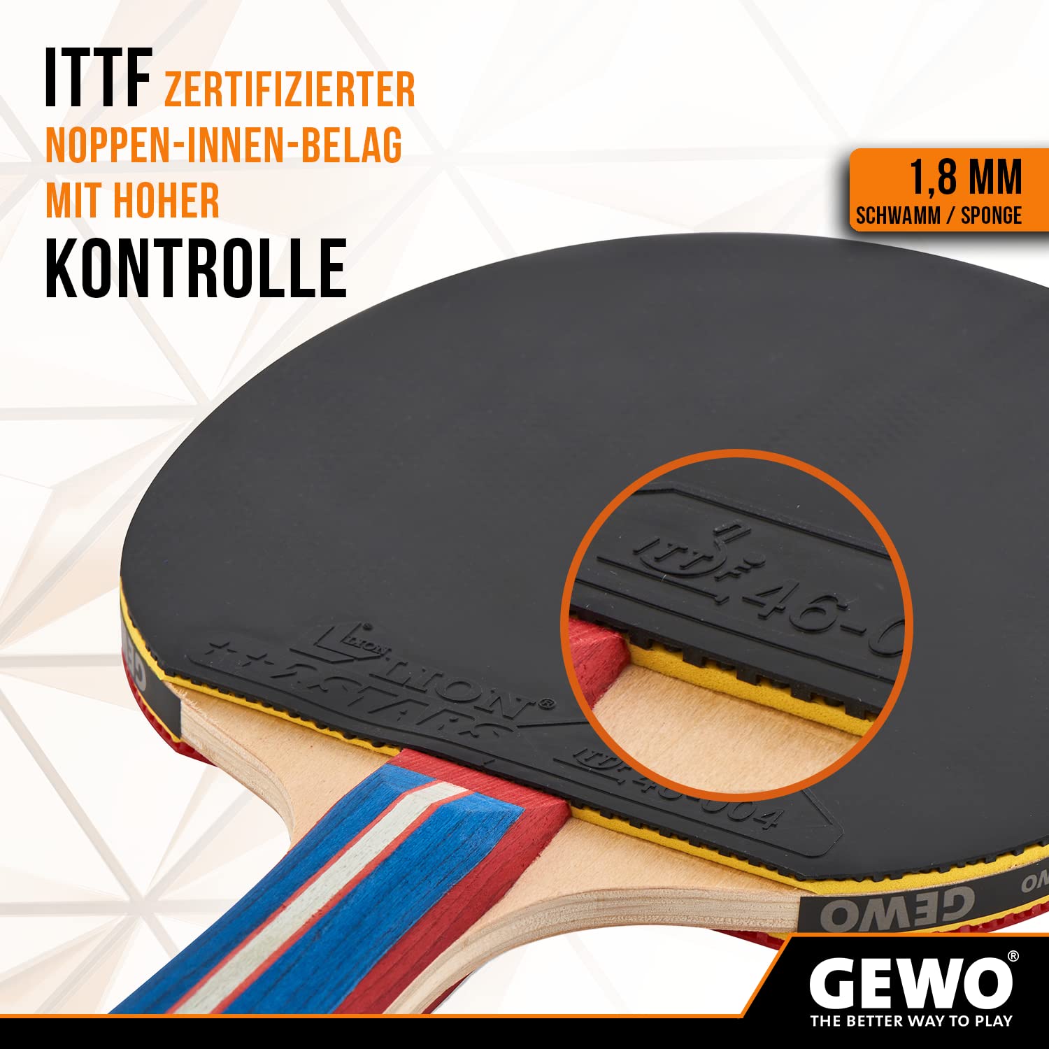 GEWO Player Standard PRO Tischtennisschläger konkav 1,8 mm