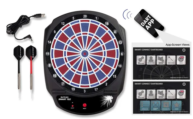 sunflex Smart Tec elektronische Dartscheibe +6 Pfeile Bluetooth