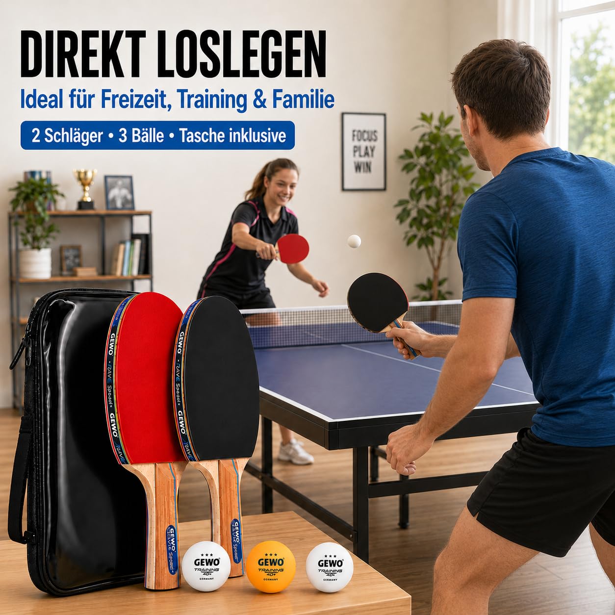 Gewo Player Rave Speed Tischtennisschläger Set 2+3
