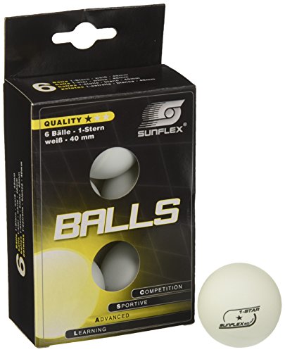 Sunflex Color Comp Tischtennisball 1 Stern weiß 6er