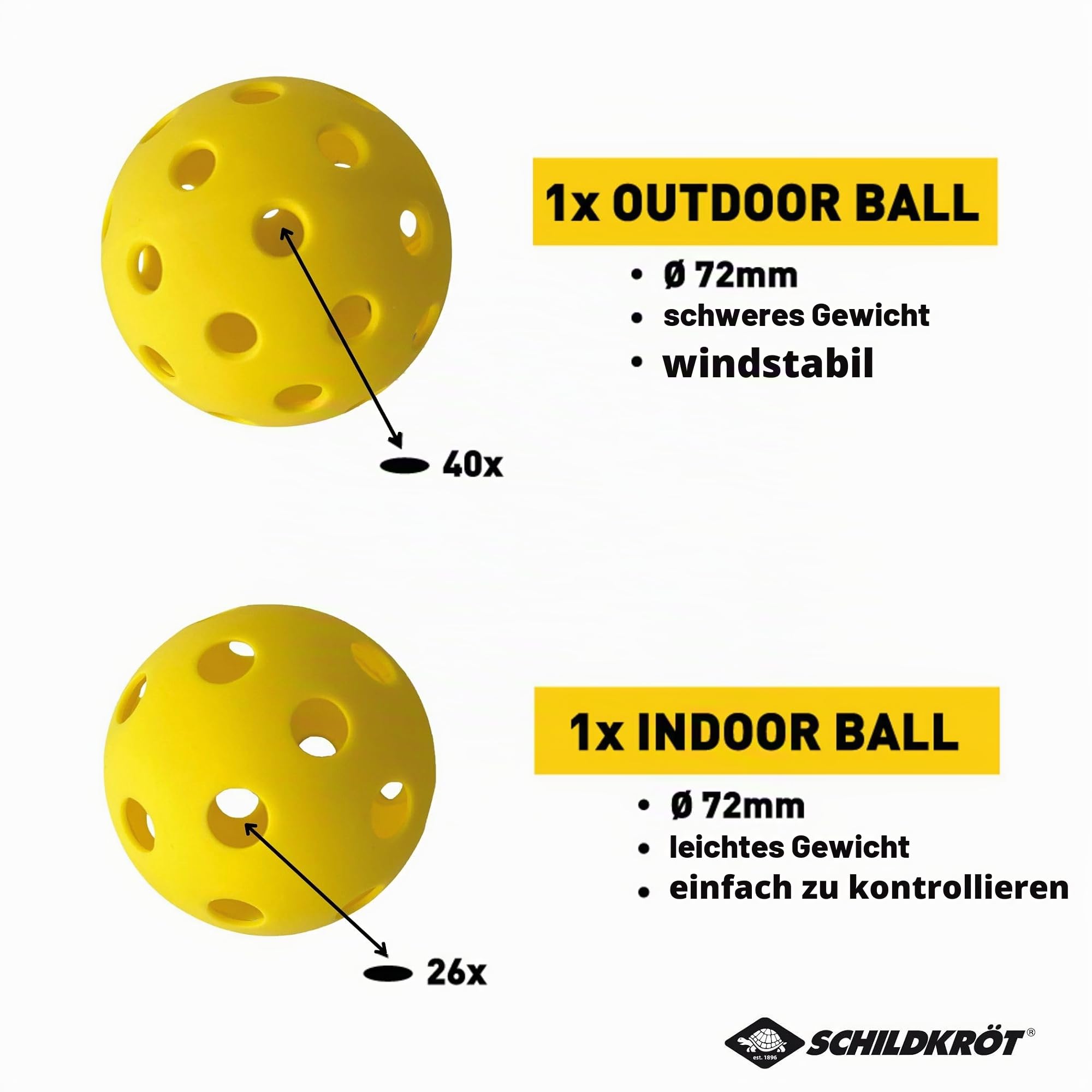 Schildkröt Outdoor Pickleball Set 2 Schläger 2 Bälle Holz
