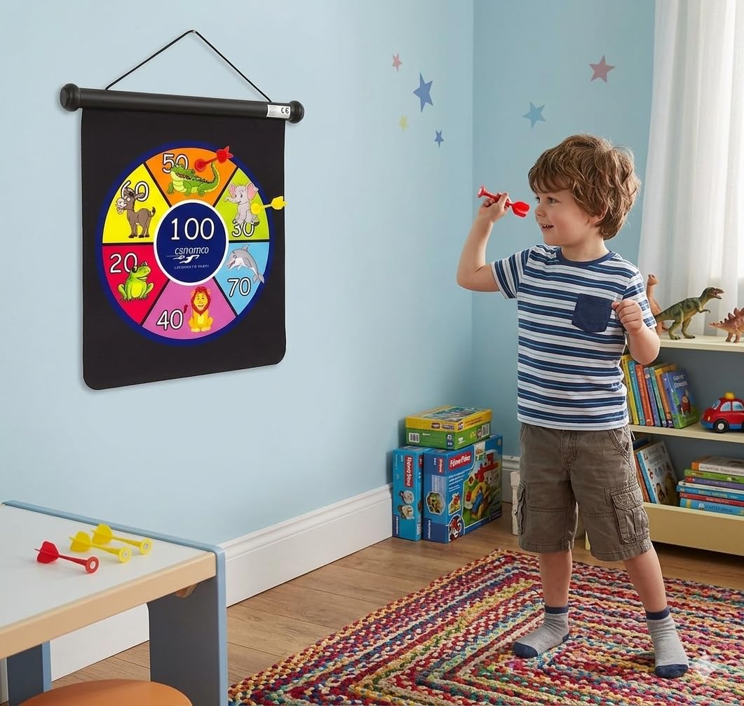 Carromco Magnet-Dartscheibe Kinder aufrollbar 6 Pfeile