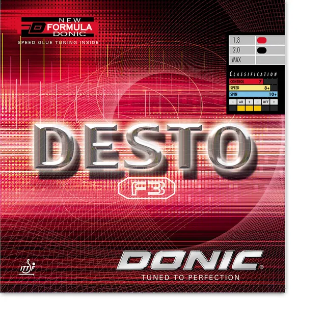 DONIC Desto F3 Tischtennisbelag 1,8 mm weich mit Spin