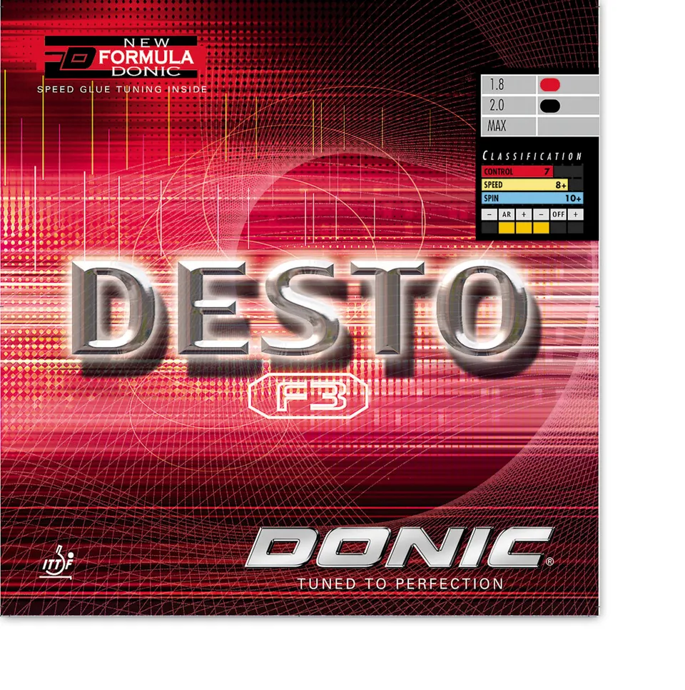 DONIC Desto F3 Tischtennisbelag 1,8 mm weich mit Spin