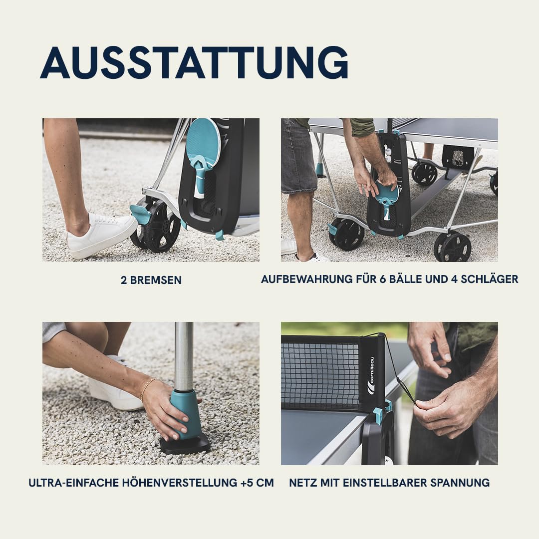 Cornilleau 200X Tischtennisplatte Outdoor grau klappbar