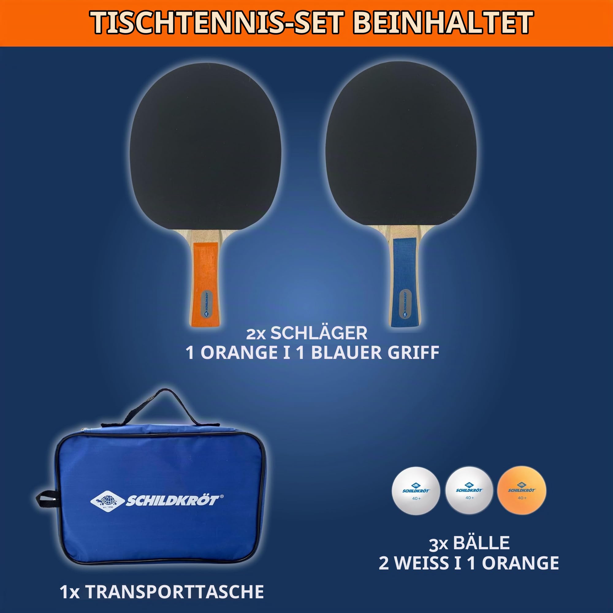 Donic-Schildkröt Hobby Tischtennis-Set 2 Schläger + 3 Bälle