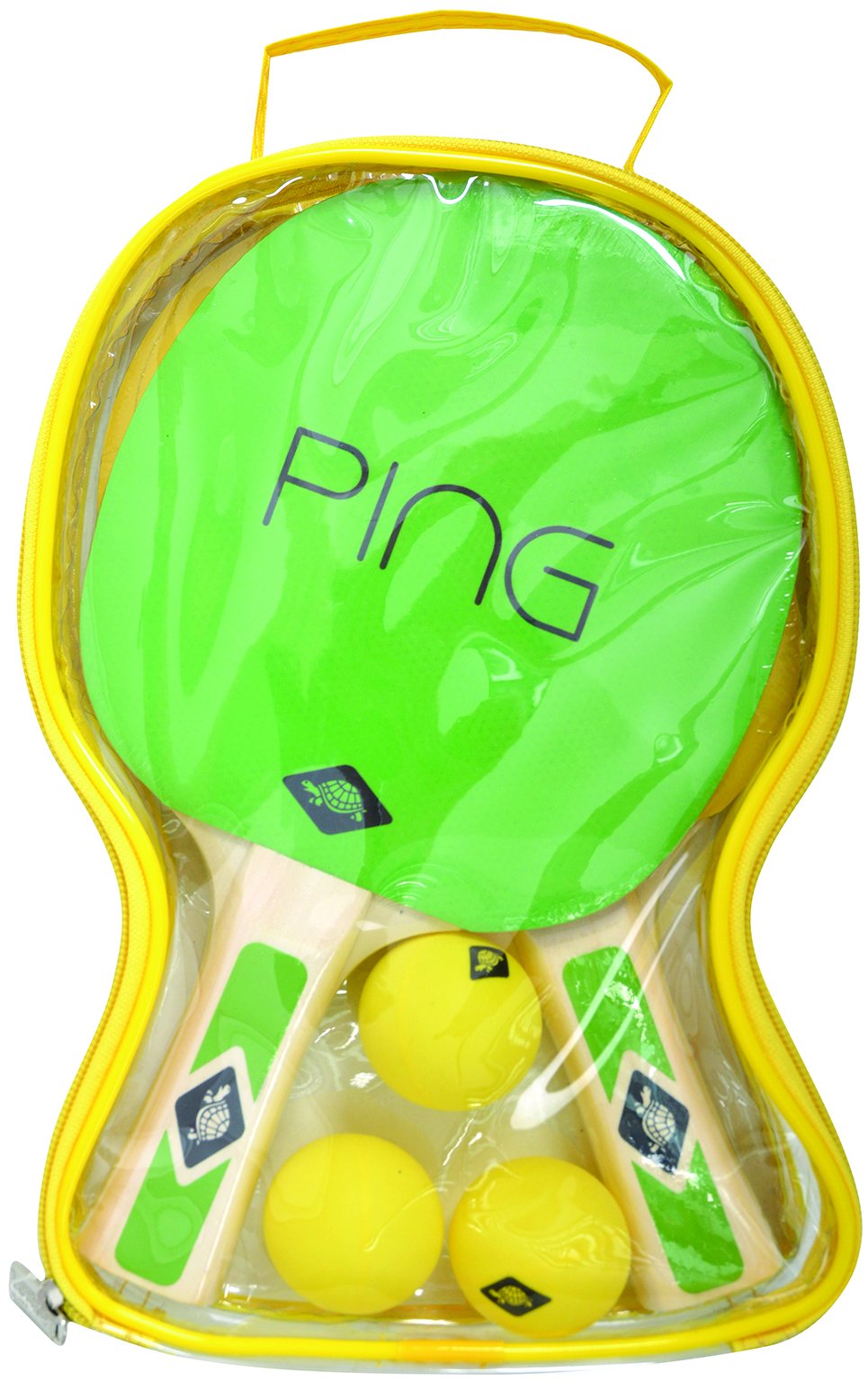 Schildkröt Ping Pong Tischtennisset 2 Schläger 3 Bälle Grün-Gelb