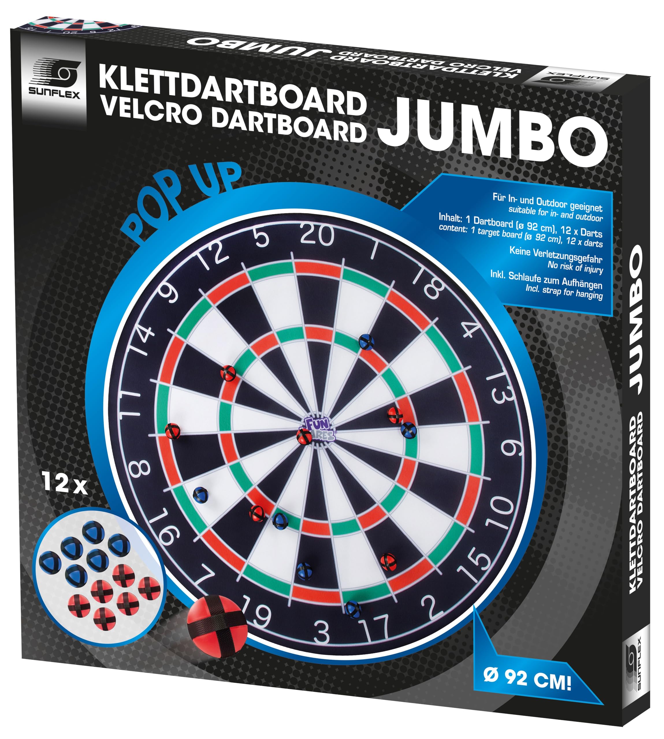 Sunflex Youngster Klettdartboard Jumbo 92cm 12 Bälle