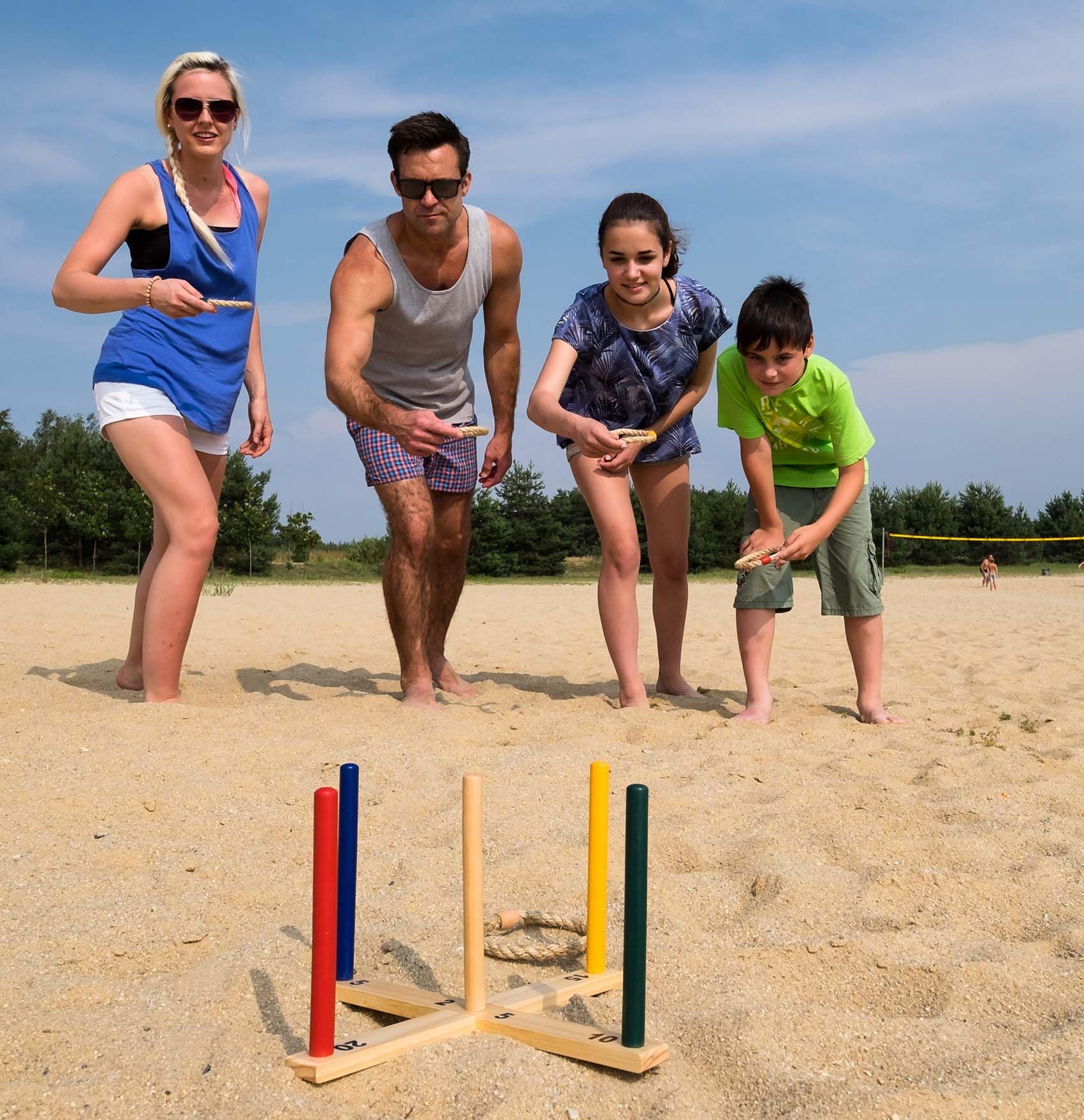 Schildkröt Outdoor Ring Toss Ringwurfspiel Holz 5 Ringe